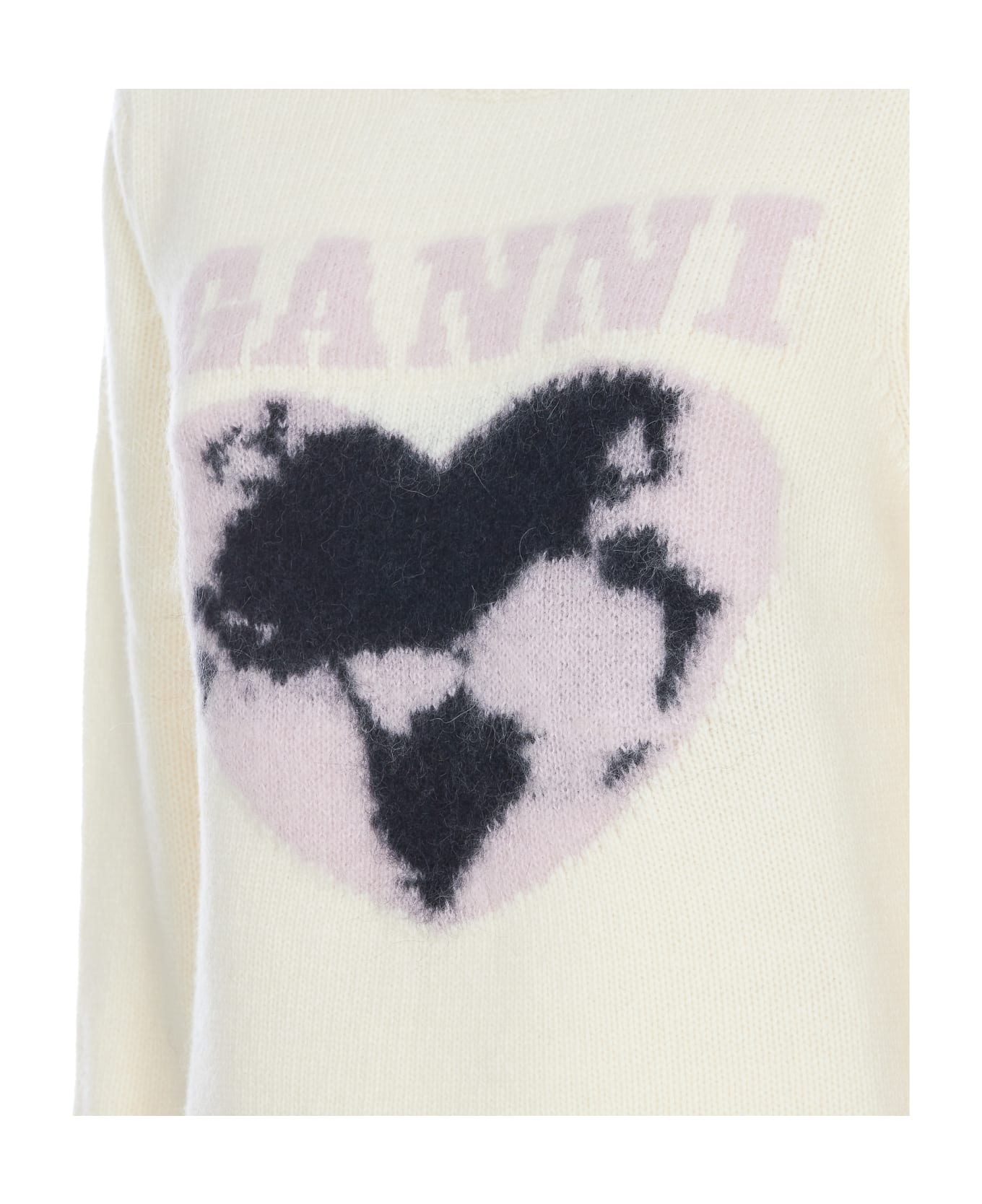 Ganni Graphic Soft Wool Sweater - White ニットウェア