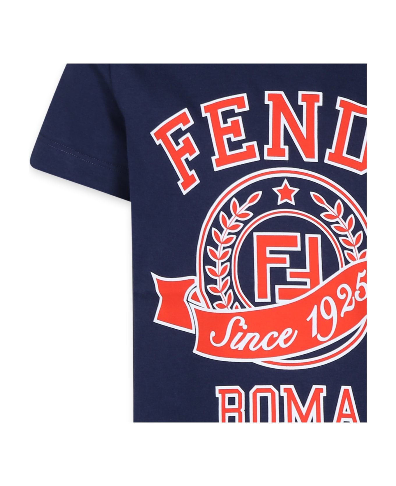 Fendi Blue T-shirt For Kids With Fendi Logo - Blue