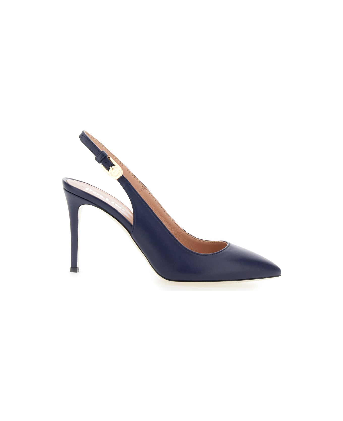 Pollini Blue Slingback Pumps With High Stiletto Heel In Soft Leather Woman - Blu
