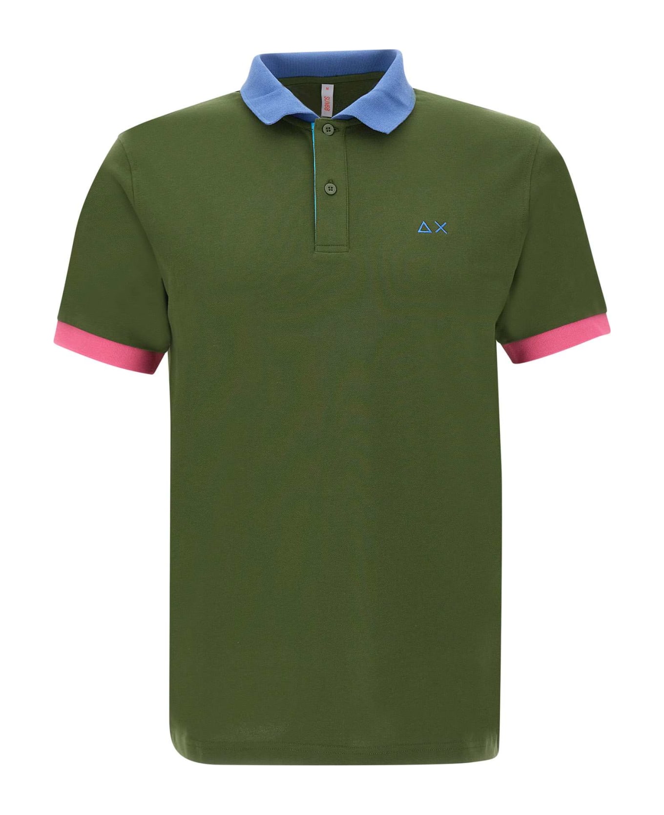 Sun 68 "3-colors" Cotton Polo Shirt - GREEN