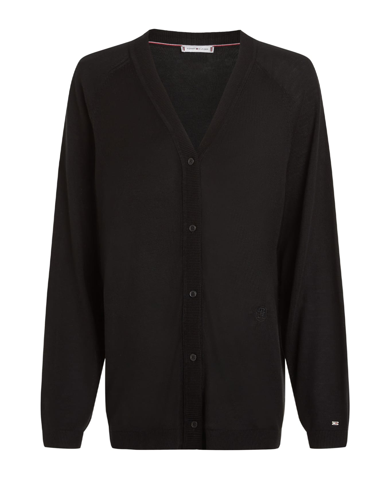 tommy script Hilfiger Black Cardigan With Buttons - BLACK