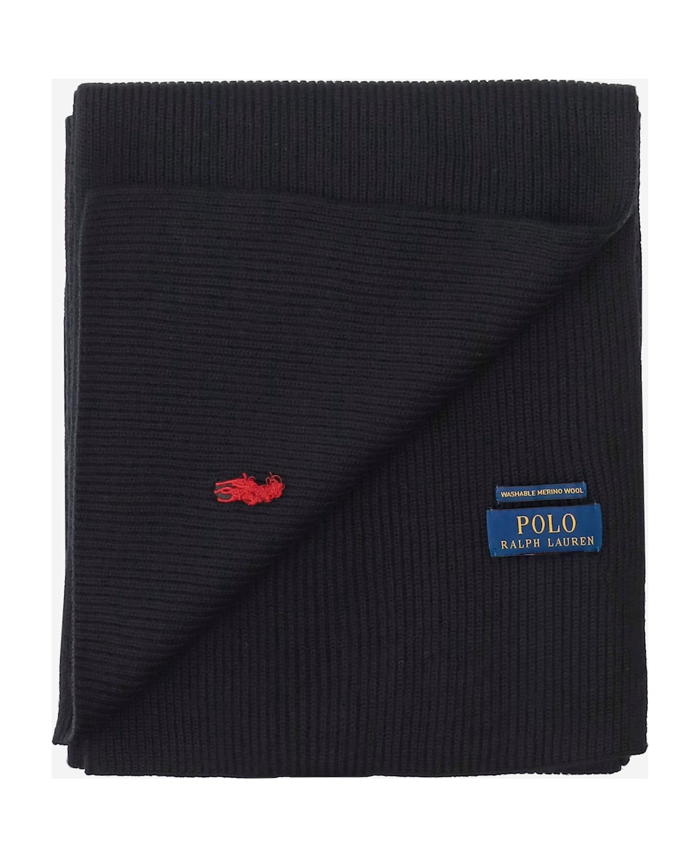 Ralph Lauren Wool Scarf With Logo - POLO BLACK
