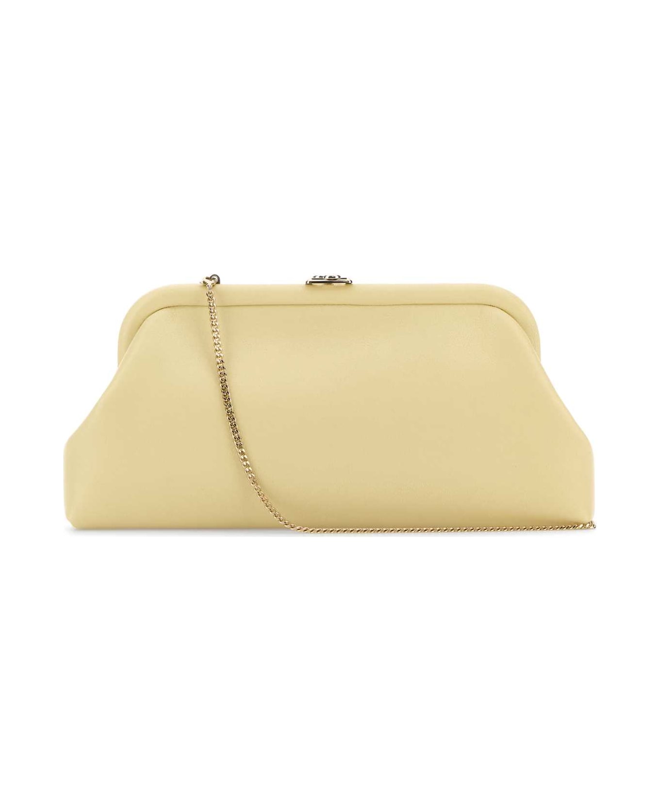 Jimmy Choo Cream Leather Skylar Clutch - BUTTERMILKLIGHTGOLD
