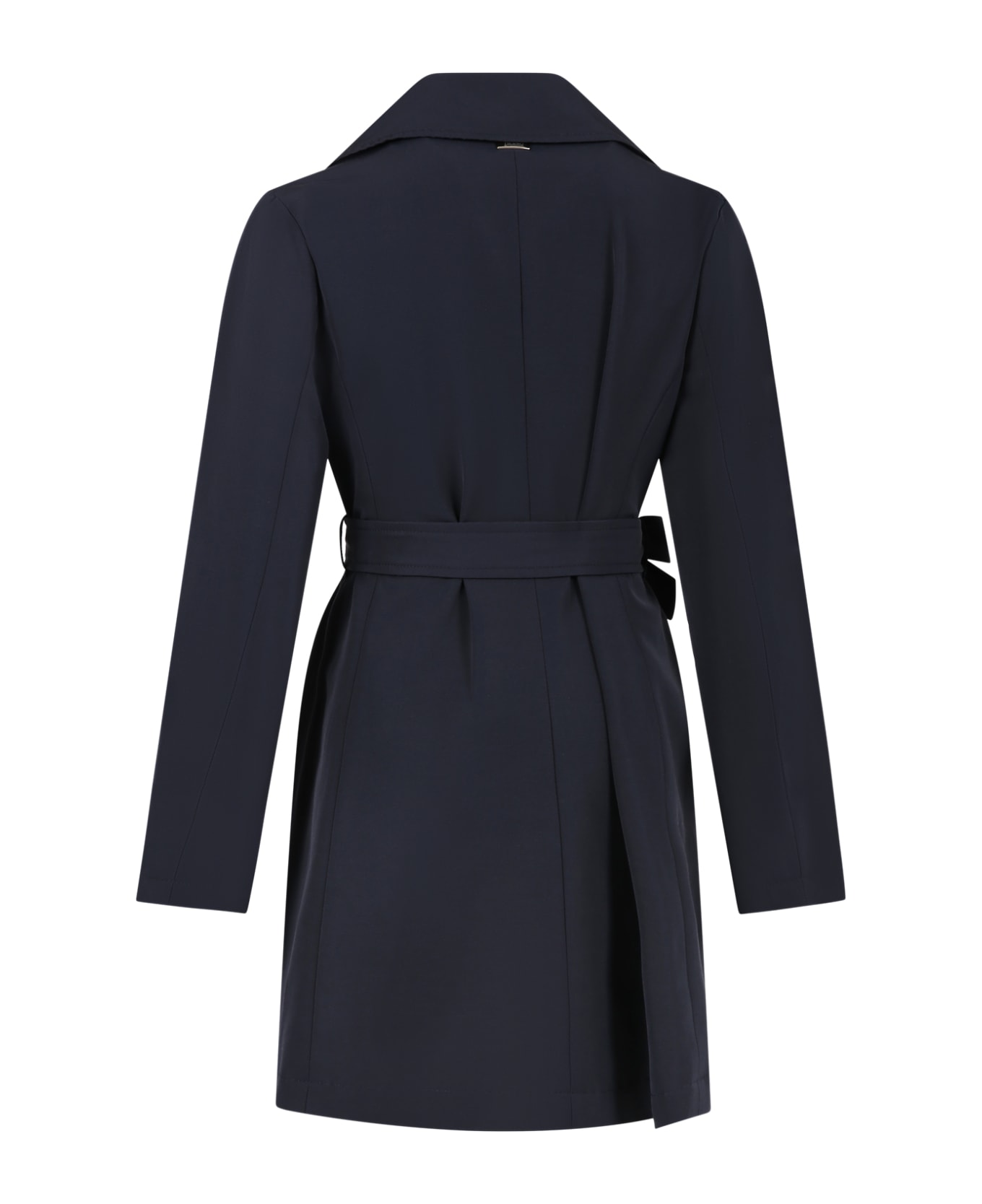Herno Blue Trench Coat For Girl With Logo - Blue