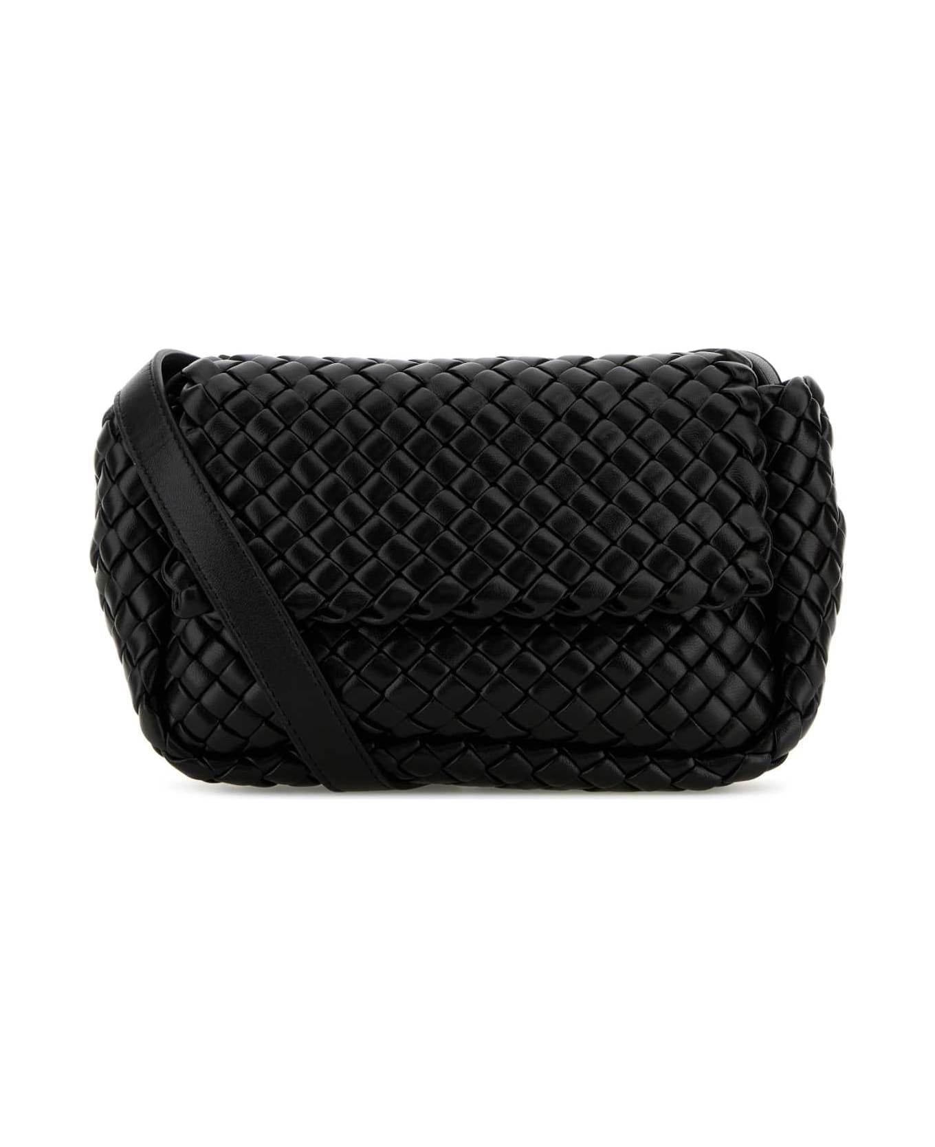 Bottega Veneta Black Leather Crossbody Bag - BLACKGOLDBLACK