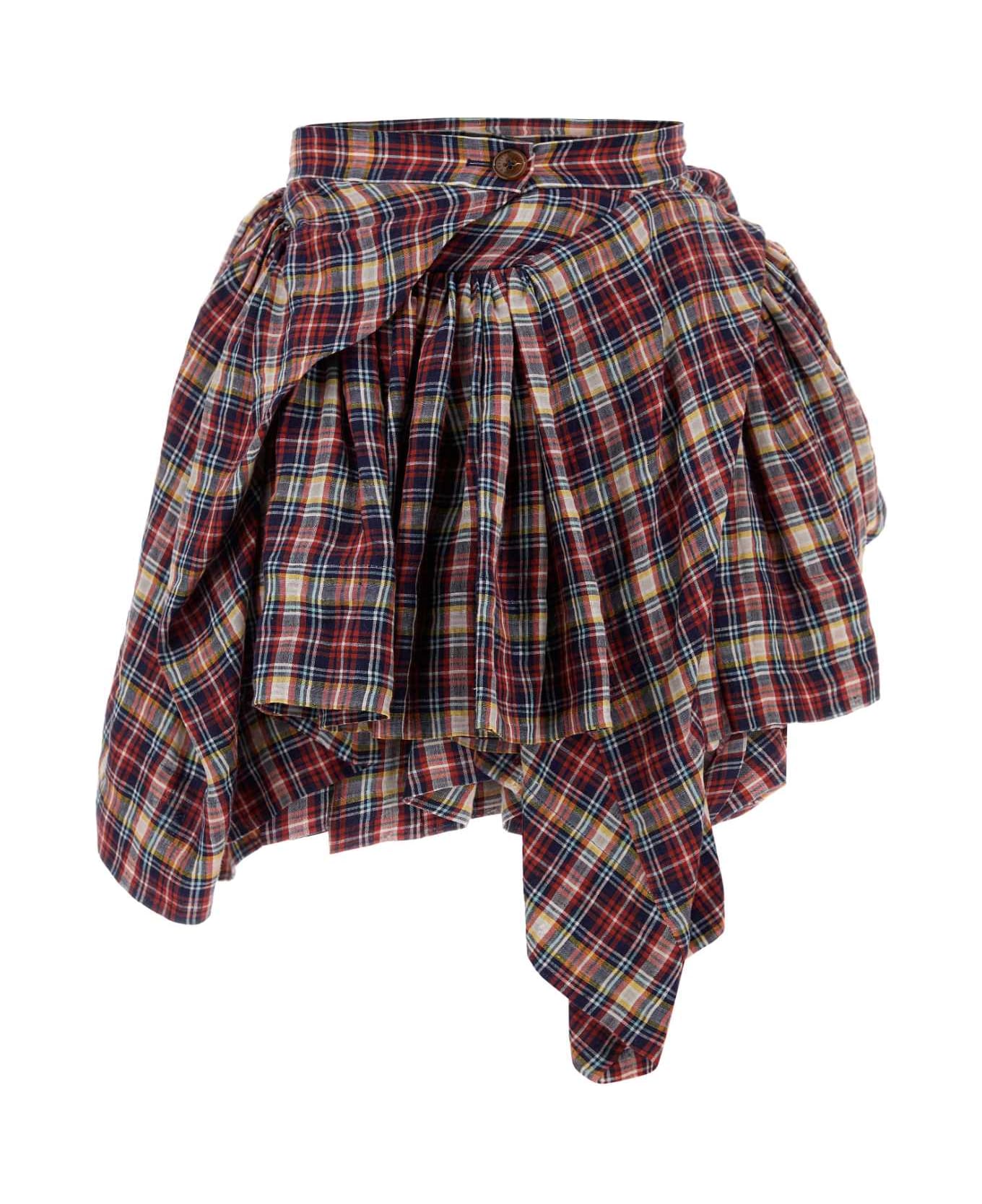 Vivienne Westwood Printed Linen Blend Mini Skirt - MULTI