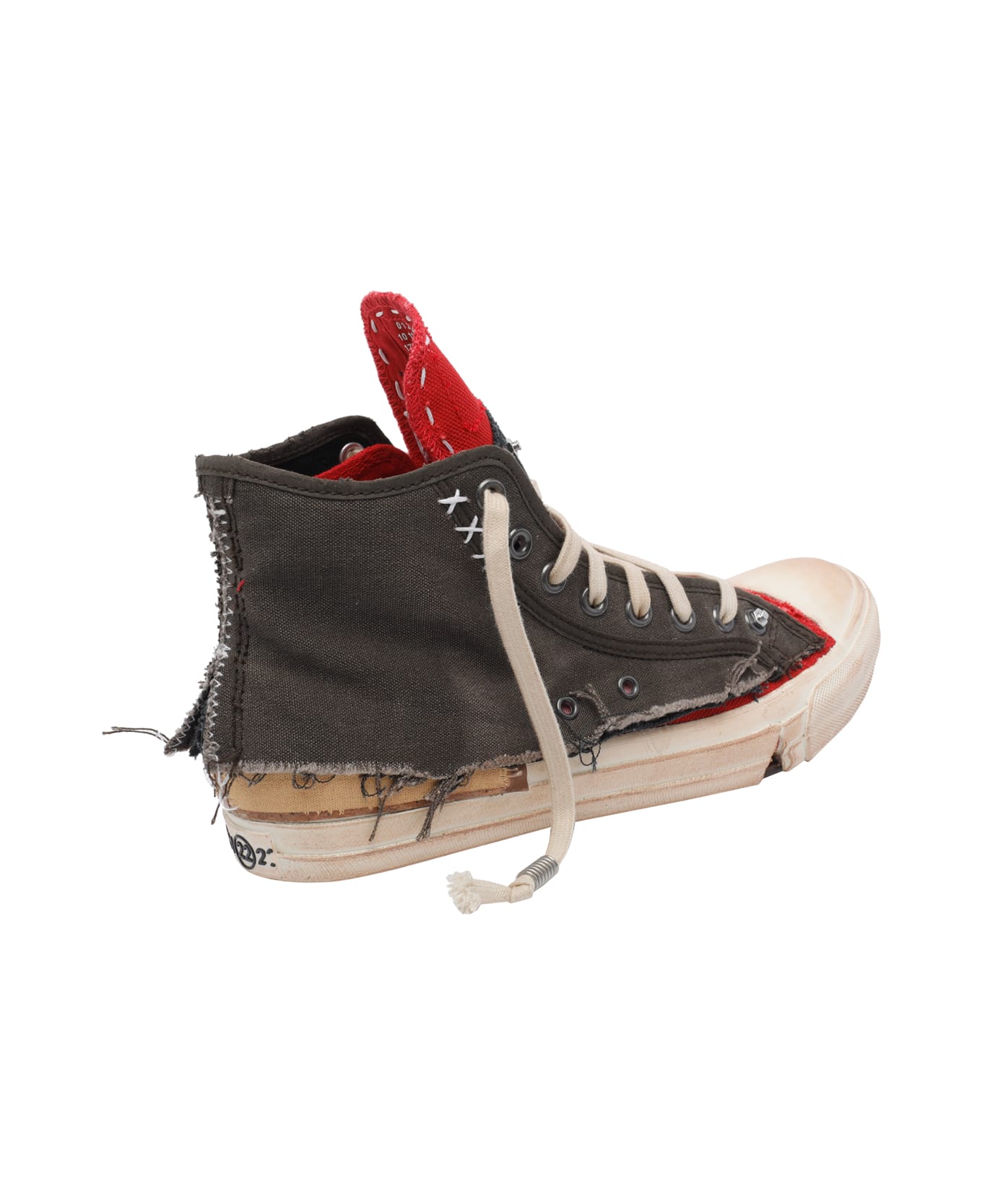 Maison Margiela High Top Sneakers With Destructured Details - Red