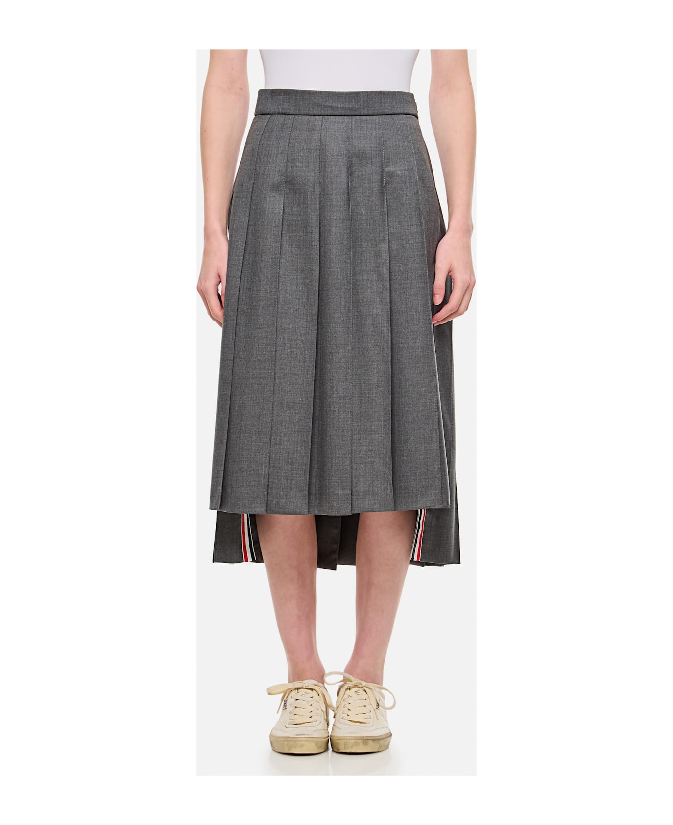 Thom Browne Midi Pleated Skirt - Grey