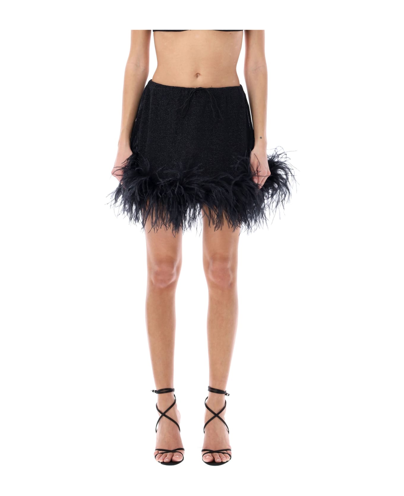 Oseree Lumière Plumage Mini Skirt - BLACK
