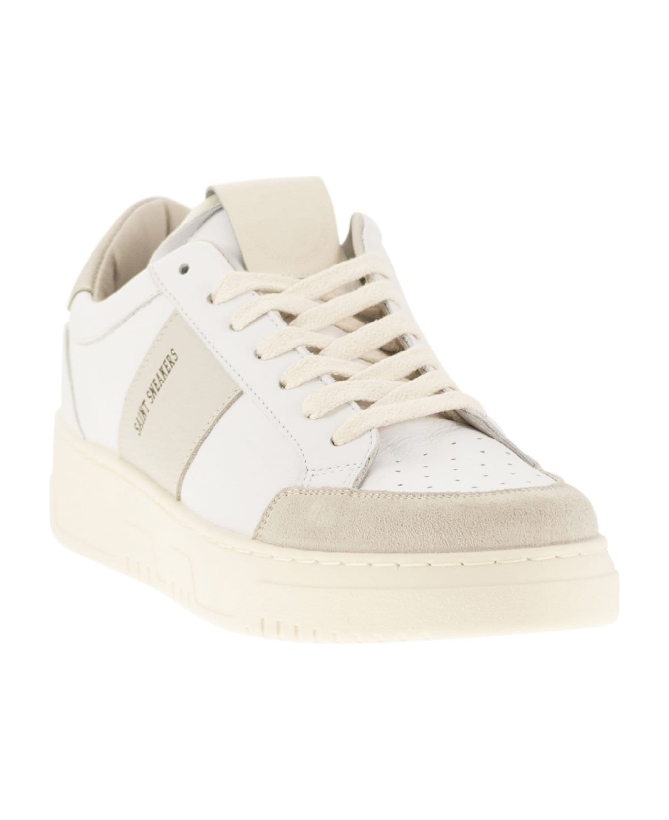 Saint Sneakers Sail - Leather And Suede Trainers - White/marble