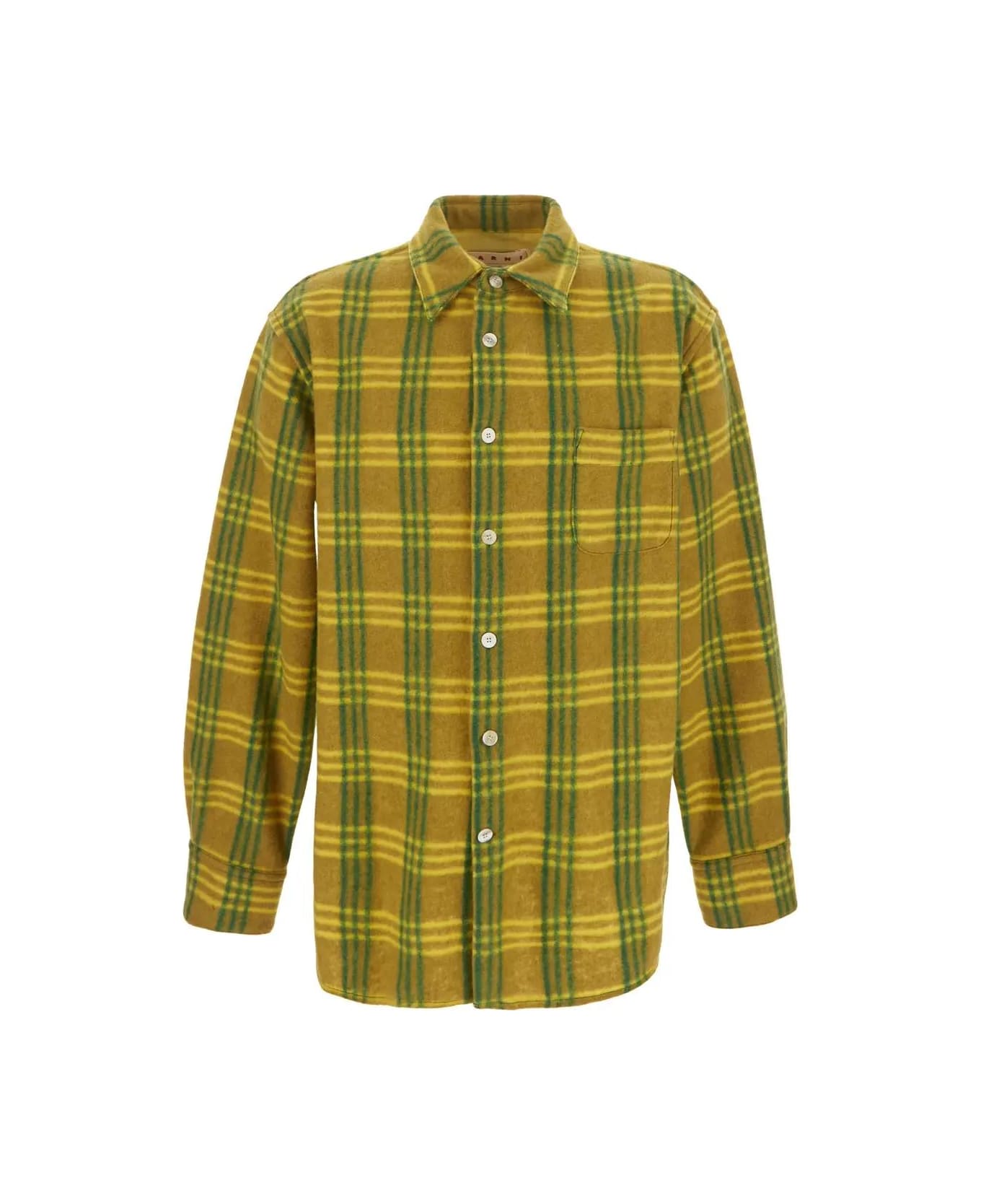 Marni Check Pile Shirt - Green シャツ