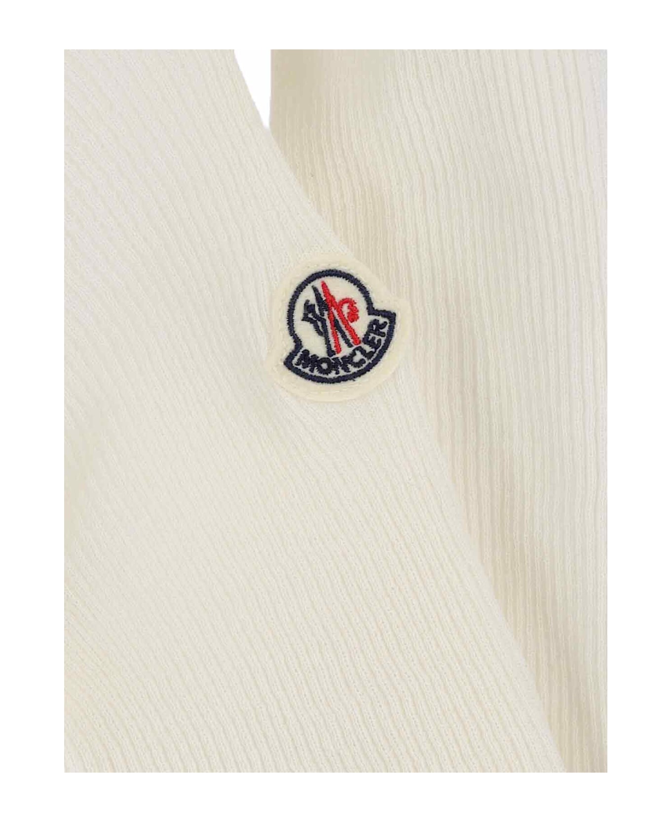 Moncler Logo Ribbed Top - Cream