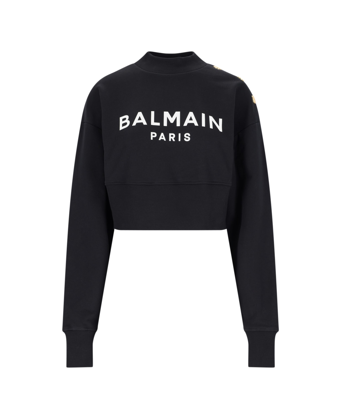 Balmain Cropped Crew Neck Sweatshirt - Black  