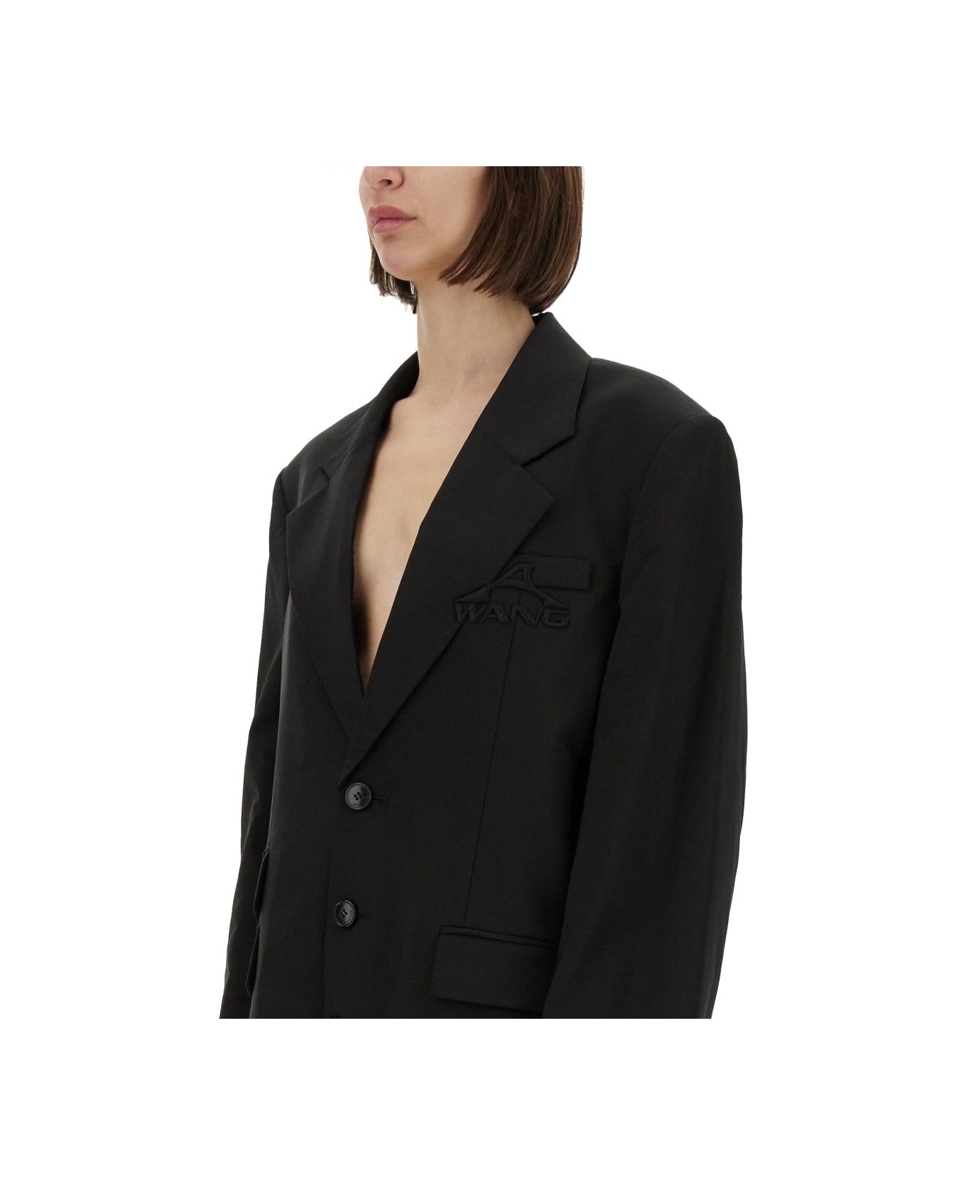 Alexander Wang Oversized Blazer With Logo - BLACK