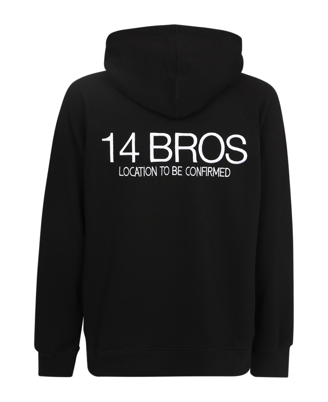 14 Bros Logo Drawstring Hoodie - Black フリース