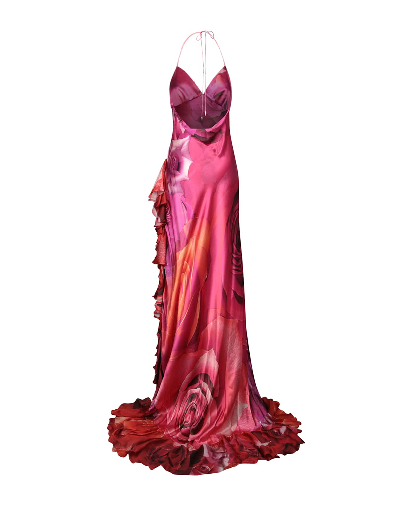 Roberto Cavalli Long Garden Rose Red Dress - Red