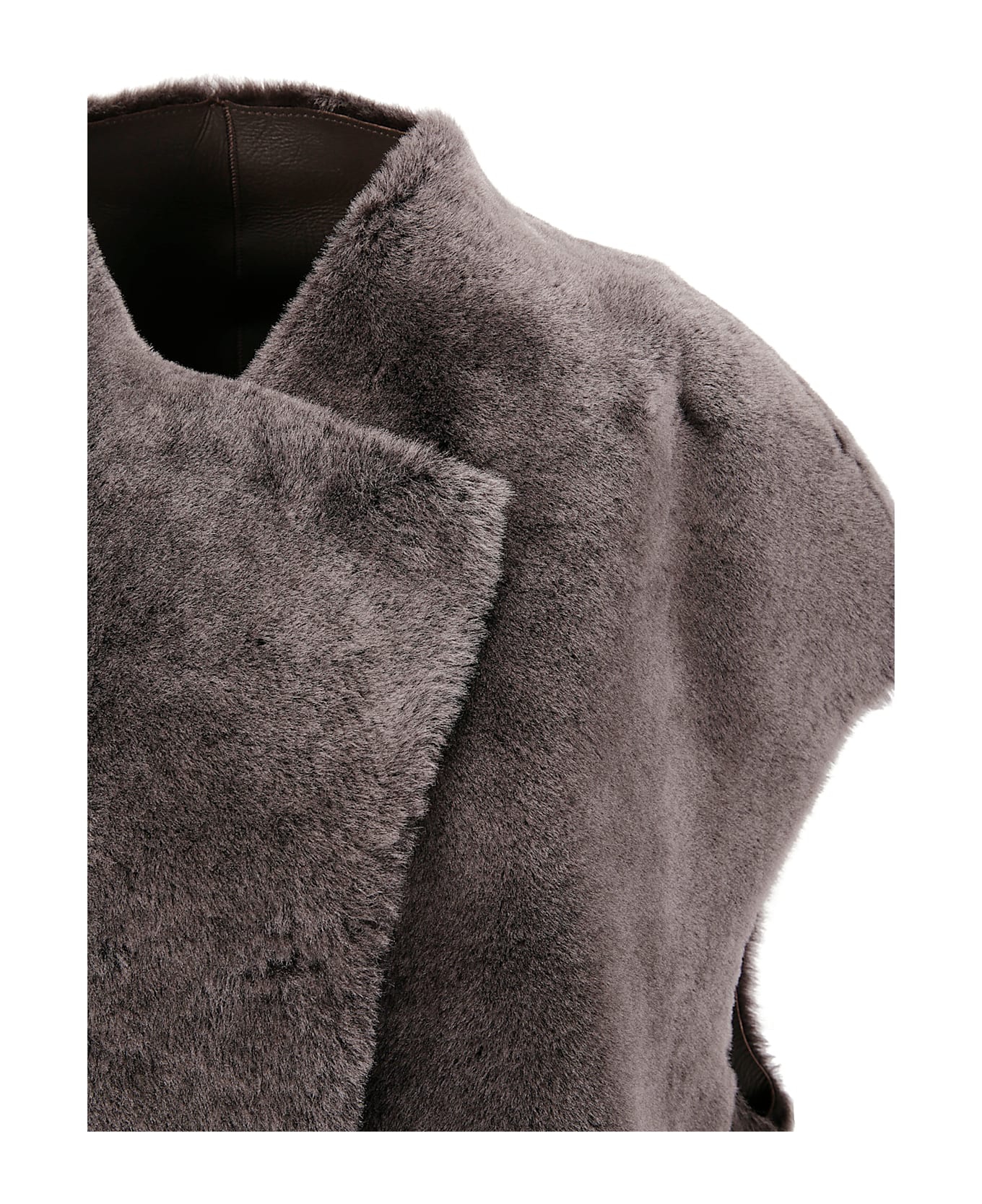 Desa 1972 Reversible Shearling Cropped Gilet - Dark Coffee