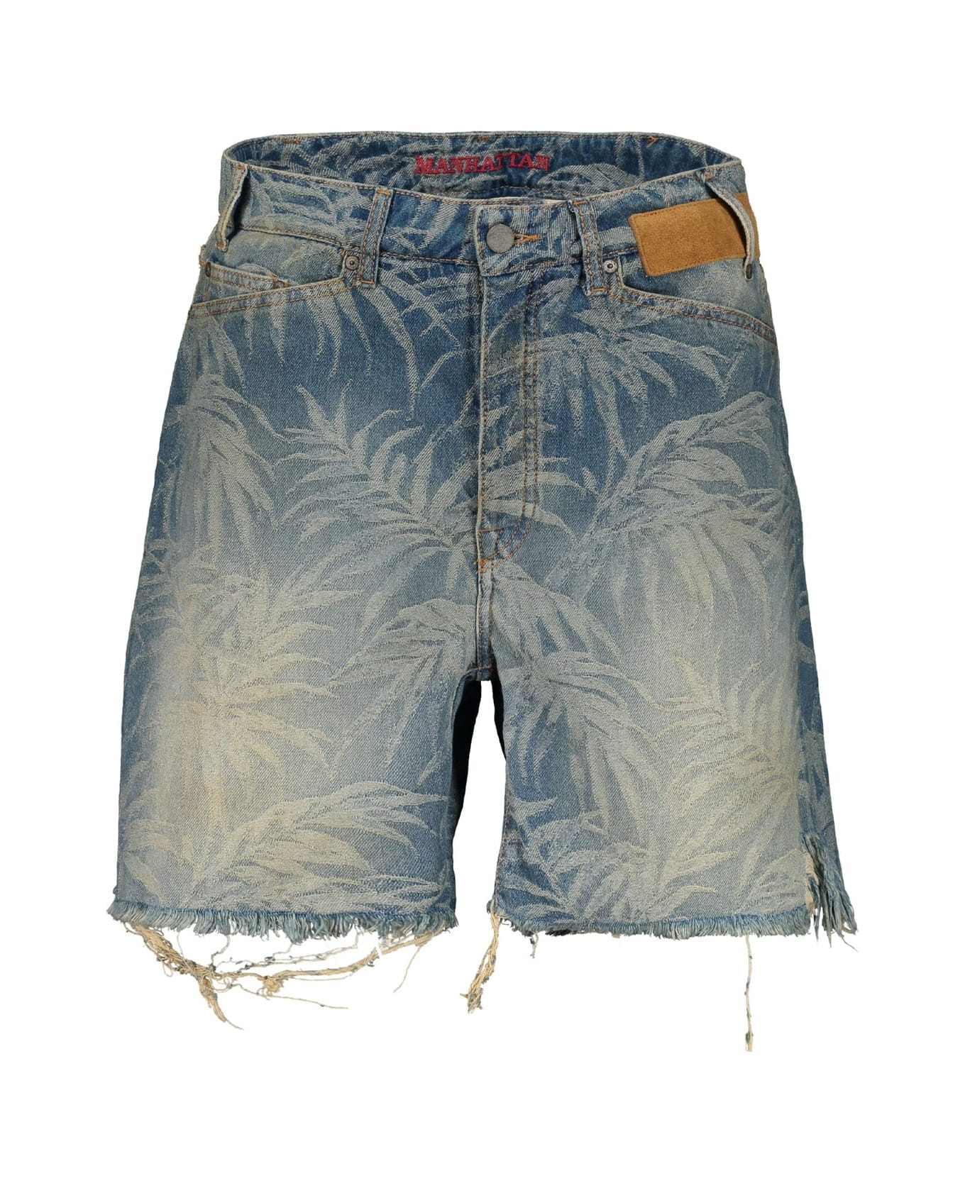 Palm Angels Jungle Denim Shorts - Blue