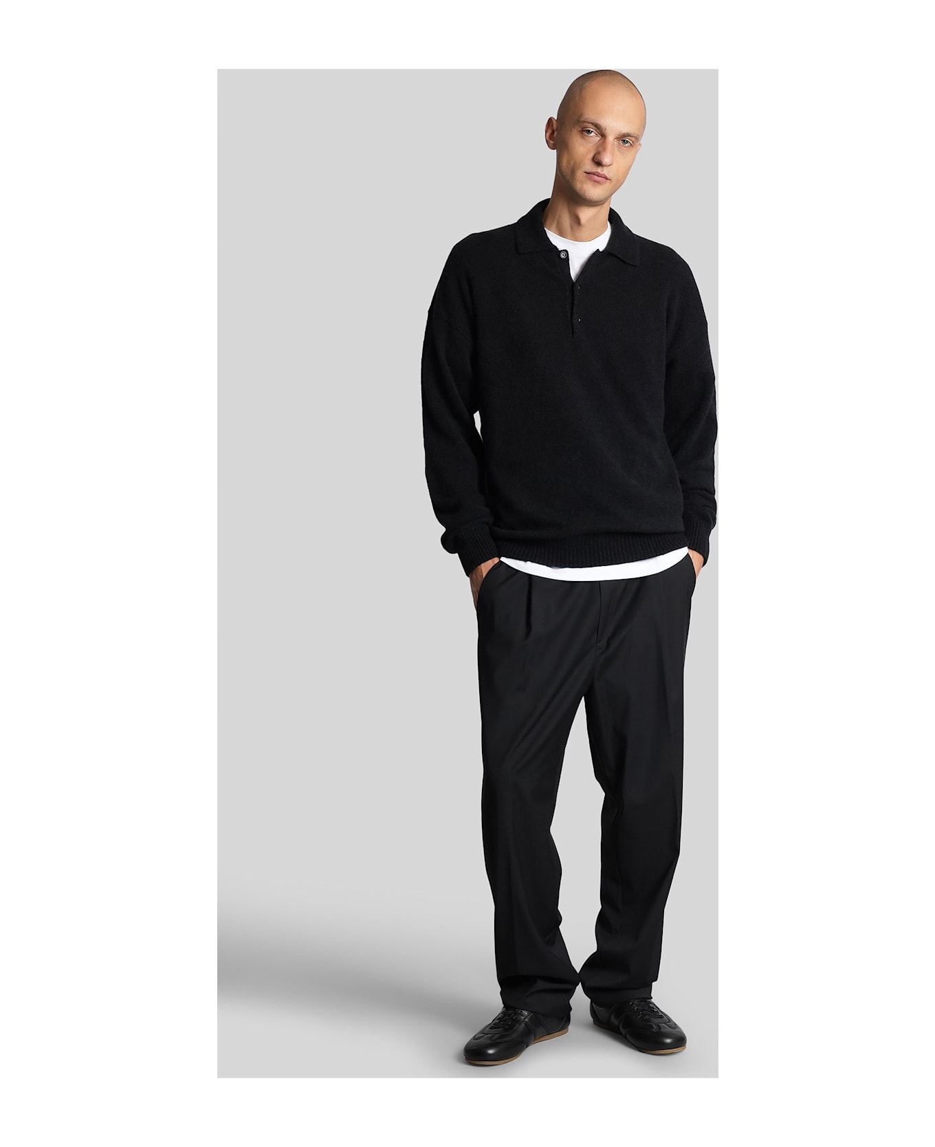 Laneus Polo In Black Cashmere - black