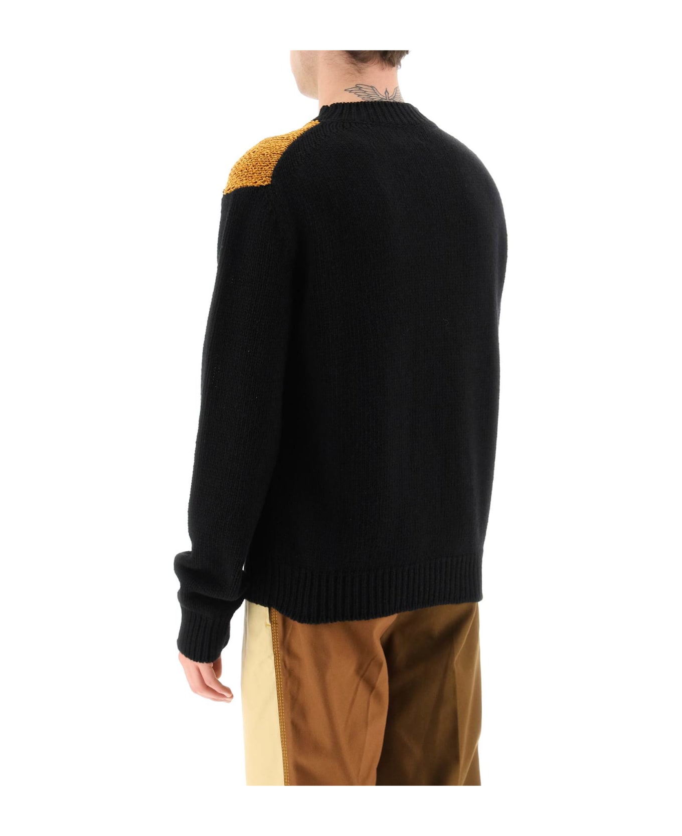 Marni Pullover With Inlaid Logo - Black ニットウェア