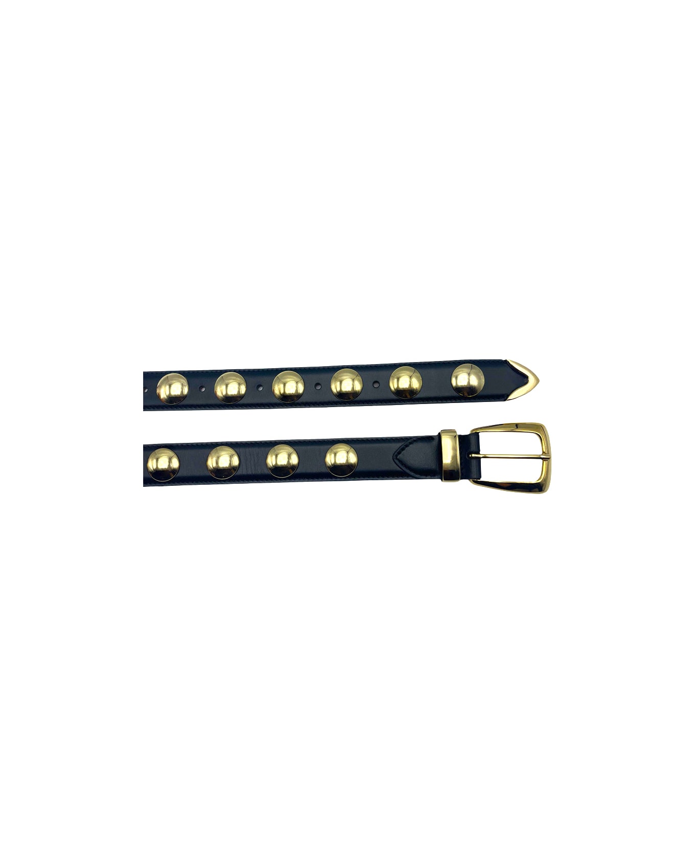 Khaite Benny Belt With Stud Gold Buckle - Black Gold
