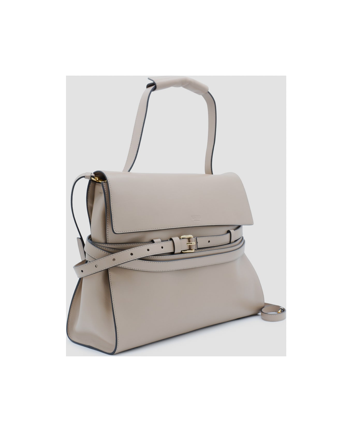 Moschino Ecru Leather Top Handle Bag - Beige