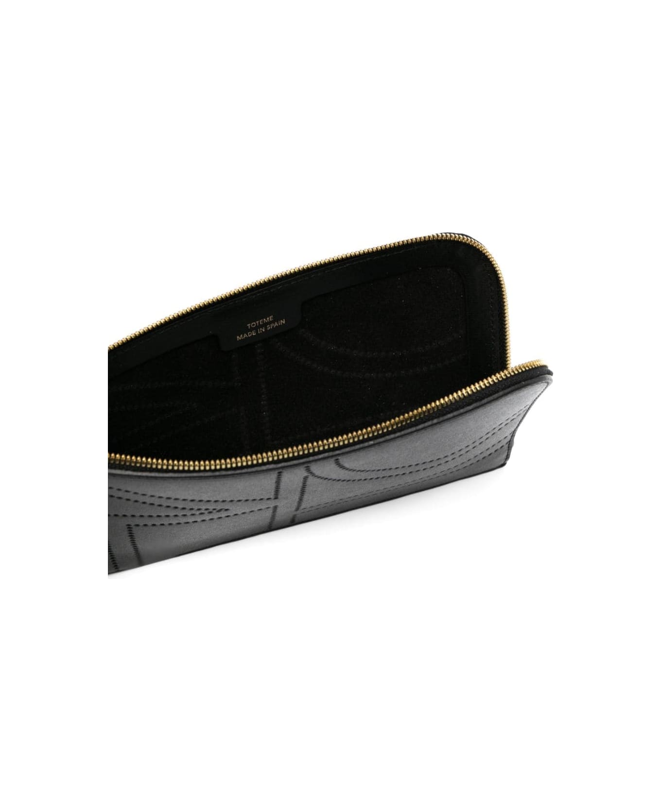Totême Monogram Leather Wristlet Pouch - Black クラッチバッグ