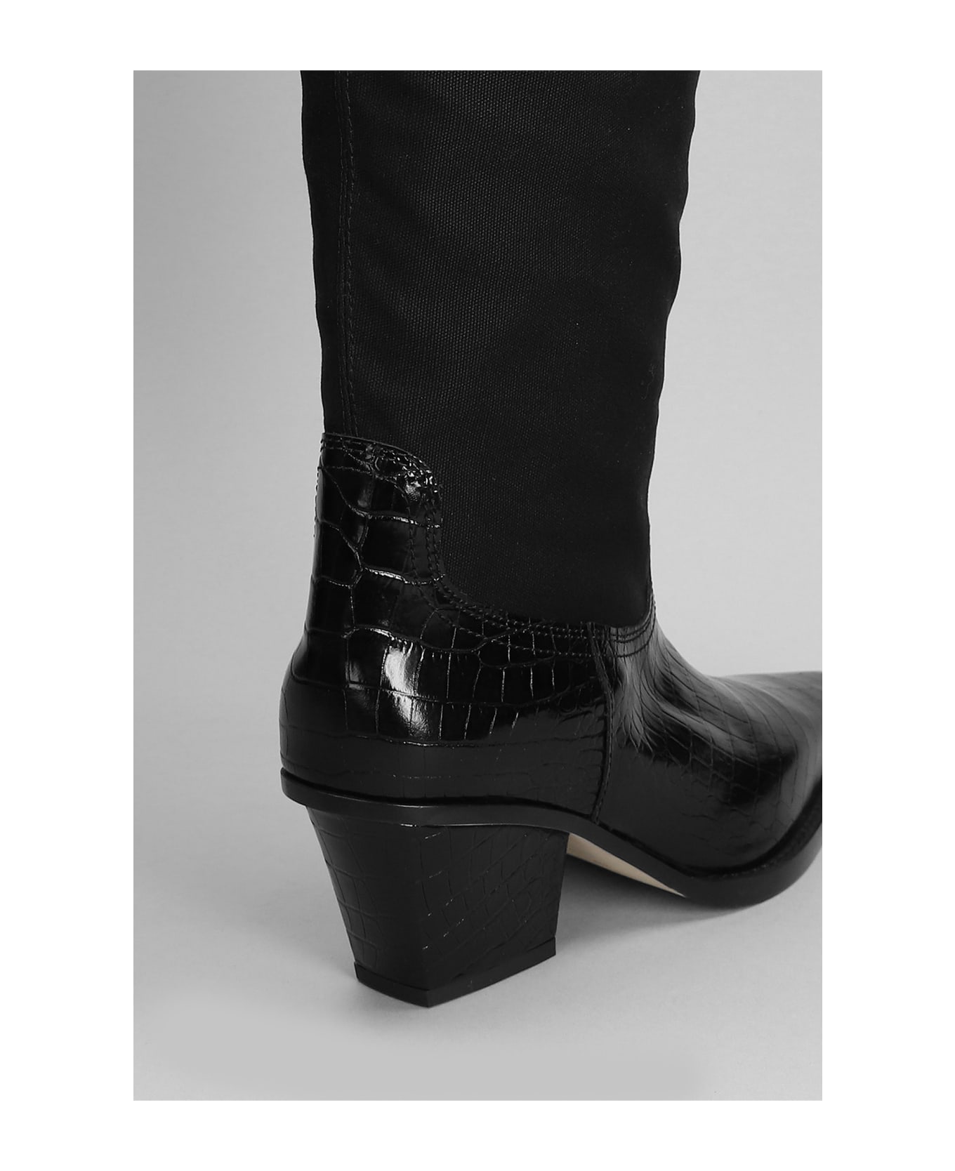 Paris Texas Rosario Texan Boots In Black Leather And Fabric - black