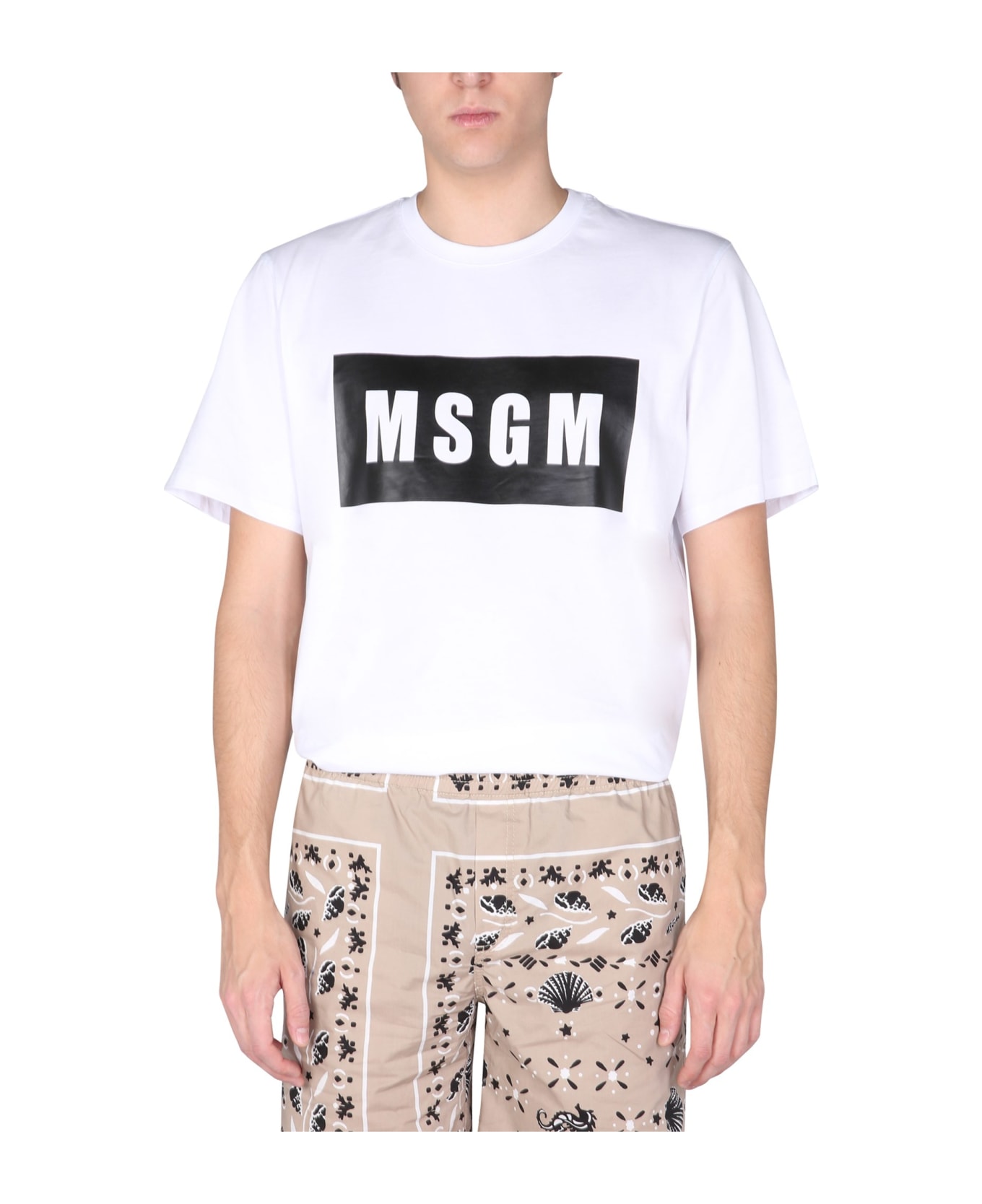 MSGM T-shirt With Logo Box - Optical White