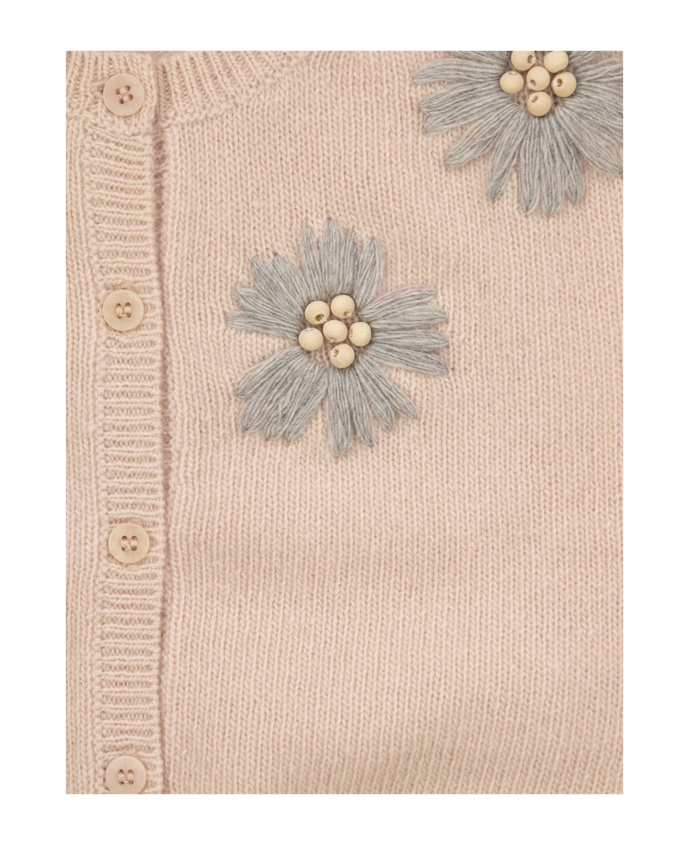 Il Gufo Cardigan With Embroidered Flowers - Pink
