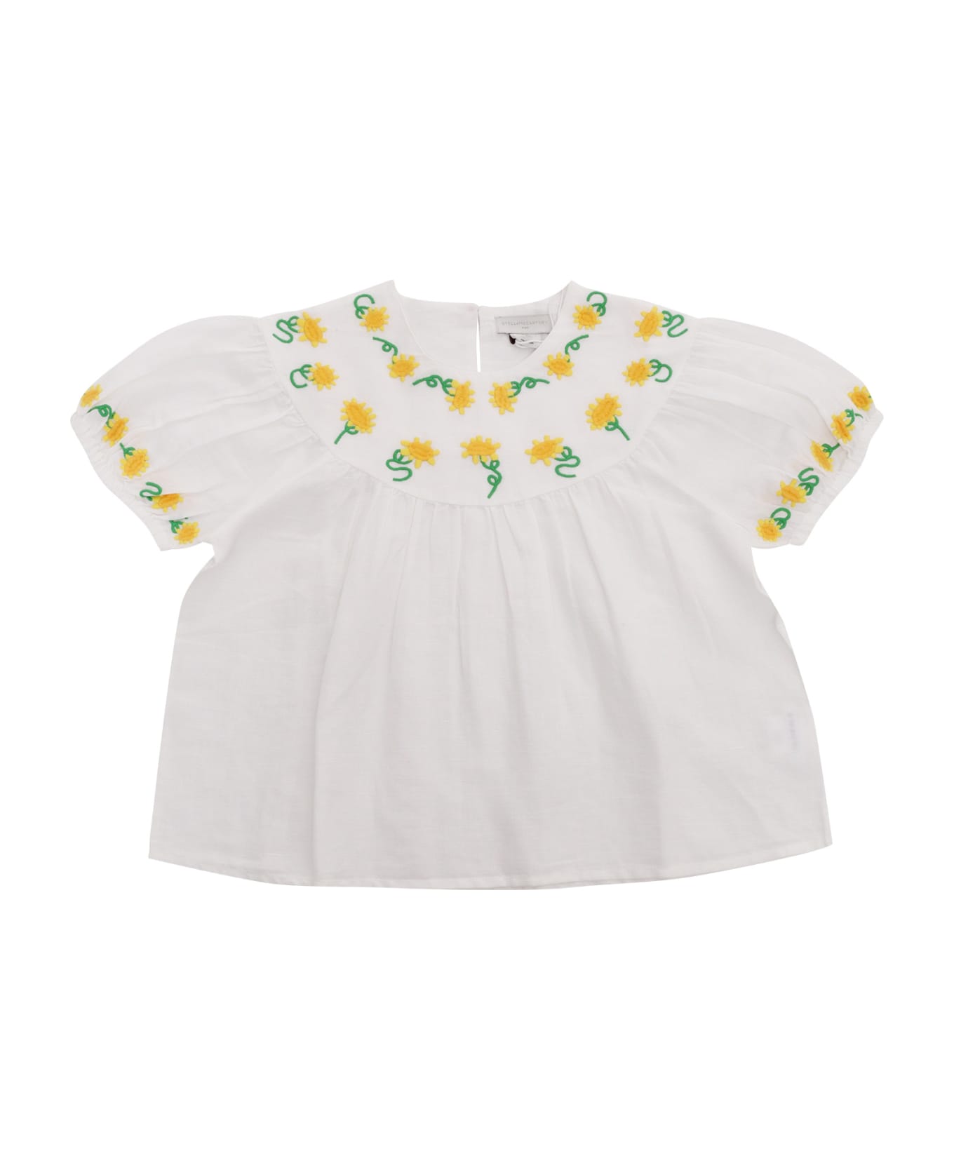 Stella McCartney Kids White Blouse With Flowers - WHITE トップス
