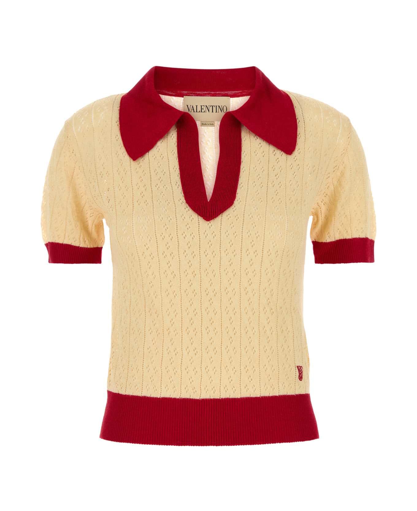 Valentino Garavani Two-tone Linen Blend Polo Shirt - BETULLAPARIS