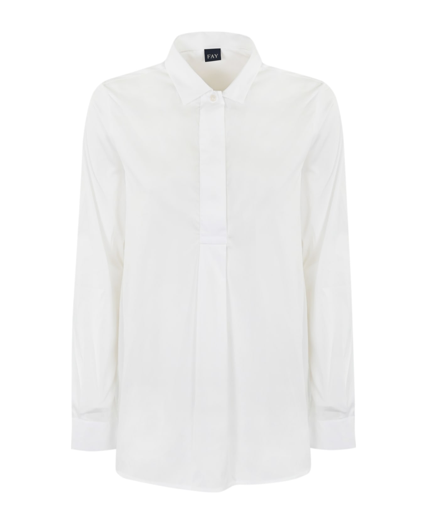 Fay Stretch Poplin Shirt - Bianco