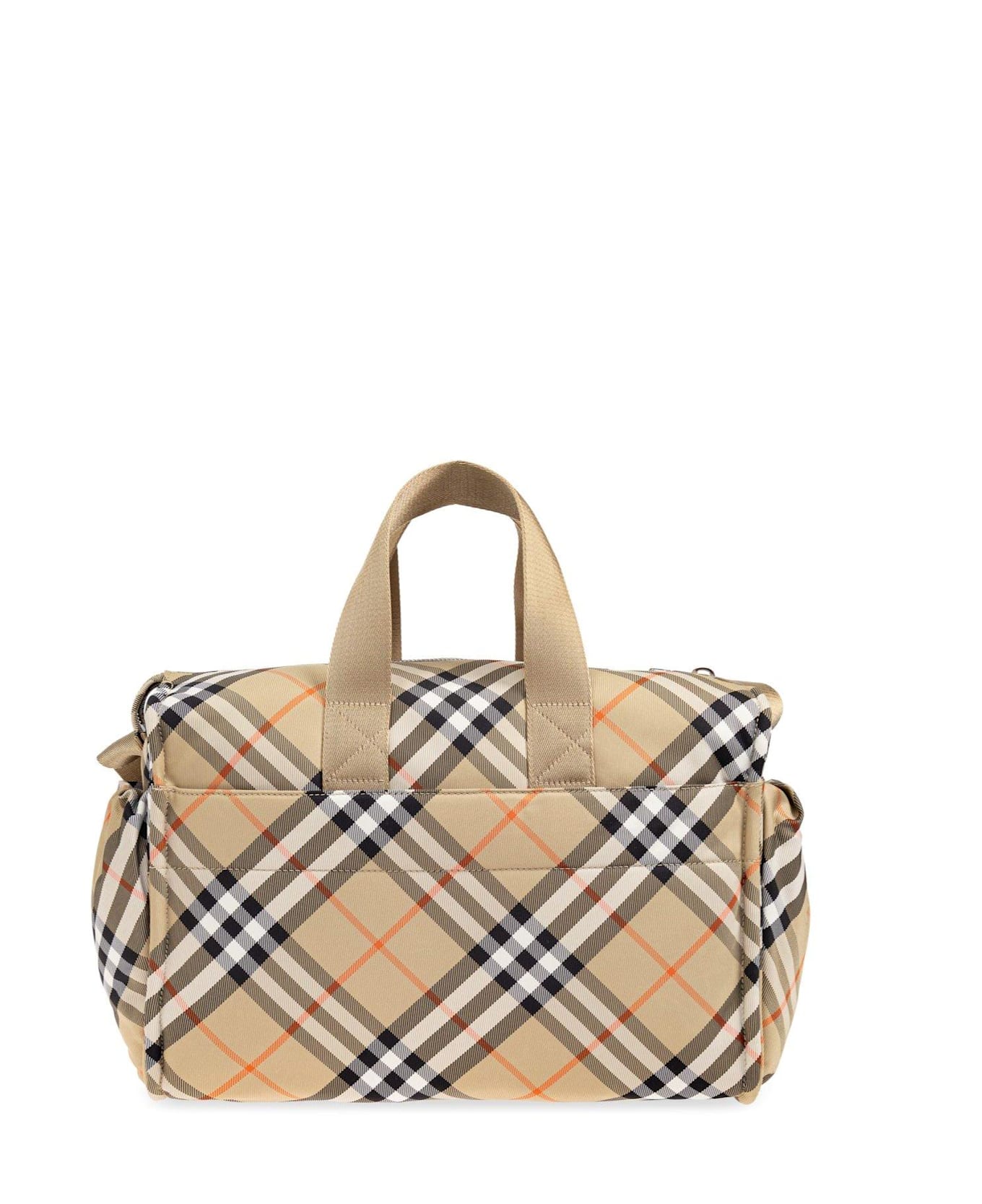 Burberry Zipped Checked Changing Bag - Beige