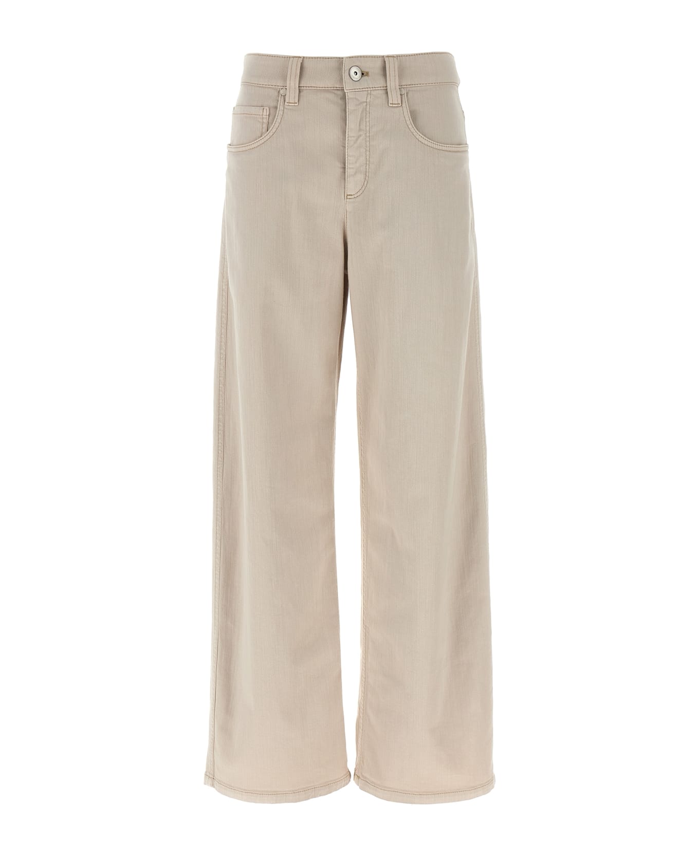 パンツ BRUNELLO CUCINELLI The Loose Barrel Jean denim trousers Brunello Cucinelli - Denim Blue Linen Belted Wide Leg Pant