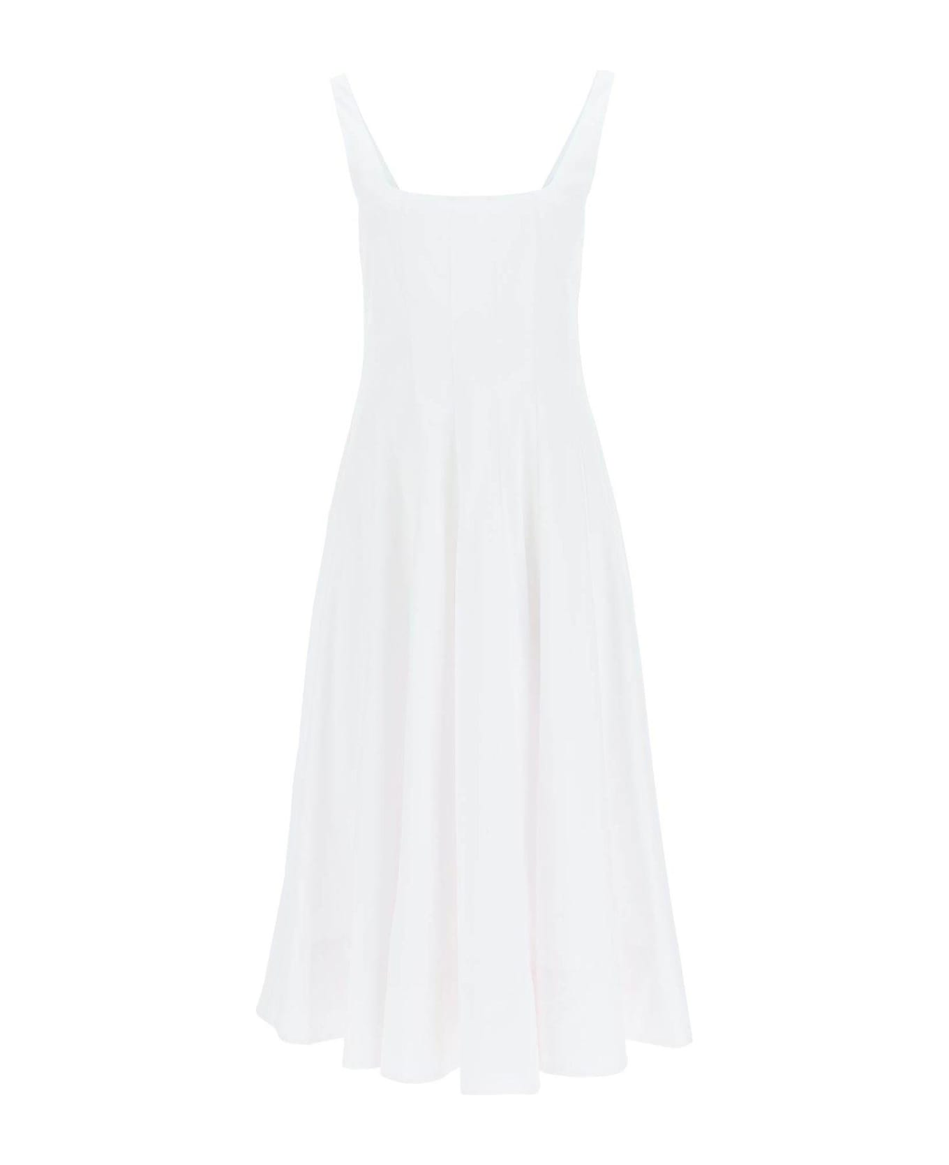 STAUD Wells Pleated Corset-waist Long Dress - White