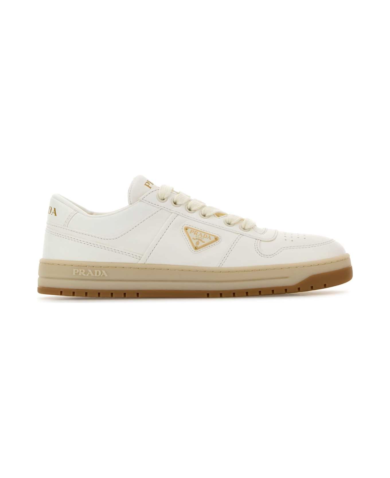 Prada Ivory Nappa Leather Downtown Sneakers - AVORIO