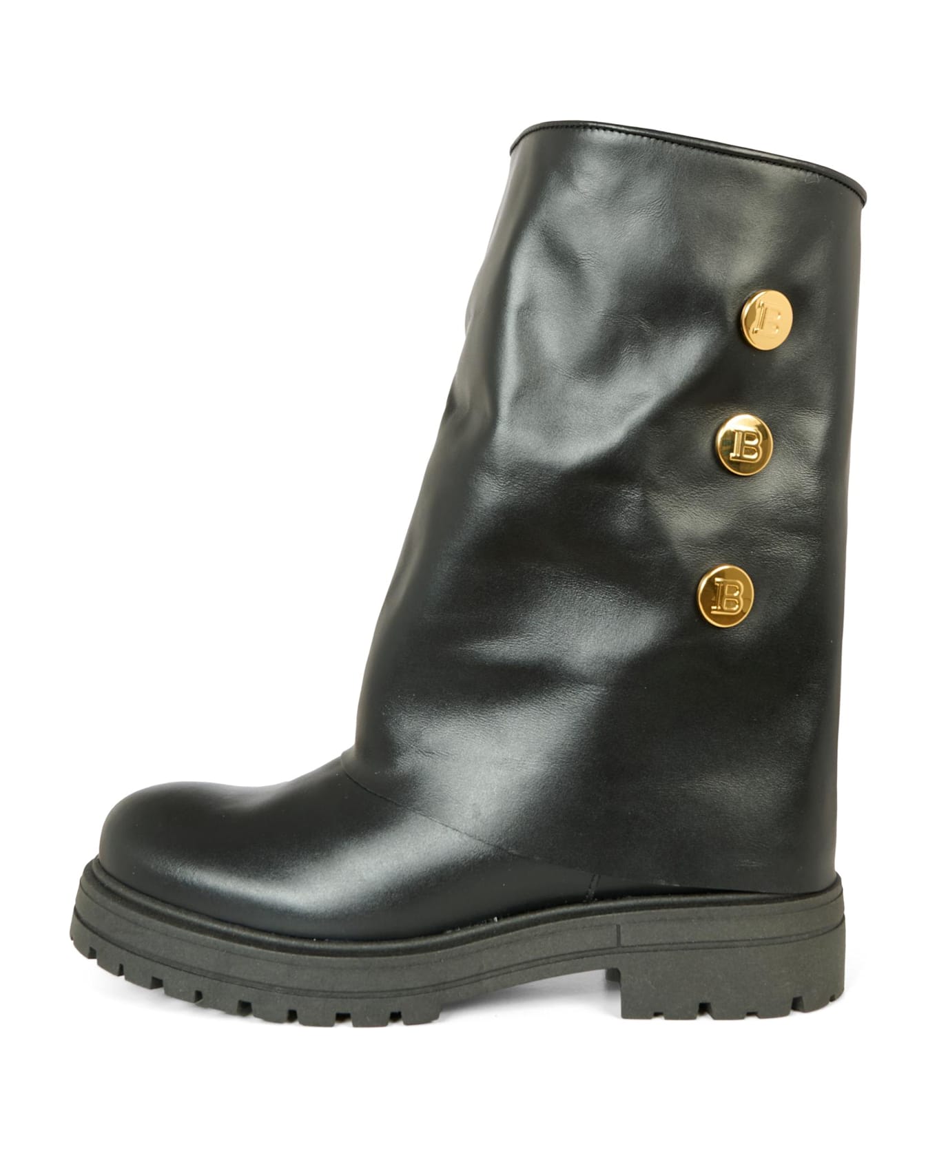Balmain Black Boots For Girl With Buttons - Black