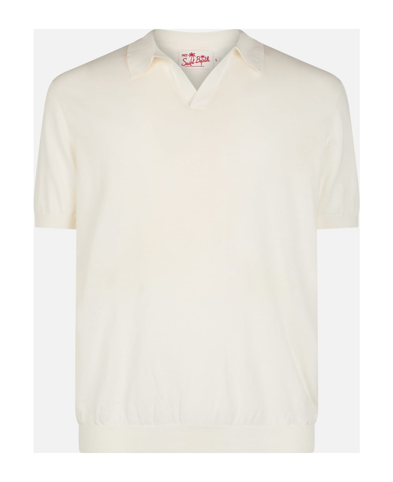 MC2 Saint Barth Man Off-cream Knitted Polo Shirt Sloan - WHITE