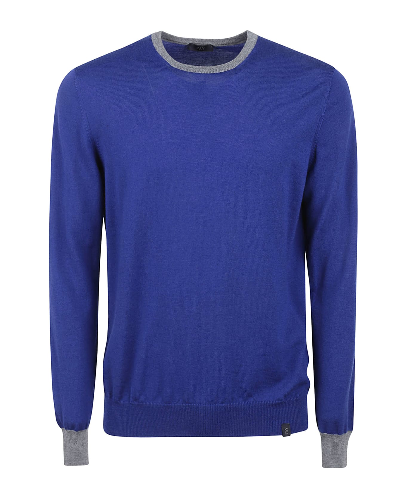 Fay Padded Shoulder Rib Trim Sweater - Royal Blue ニットウェア