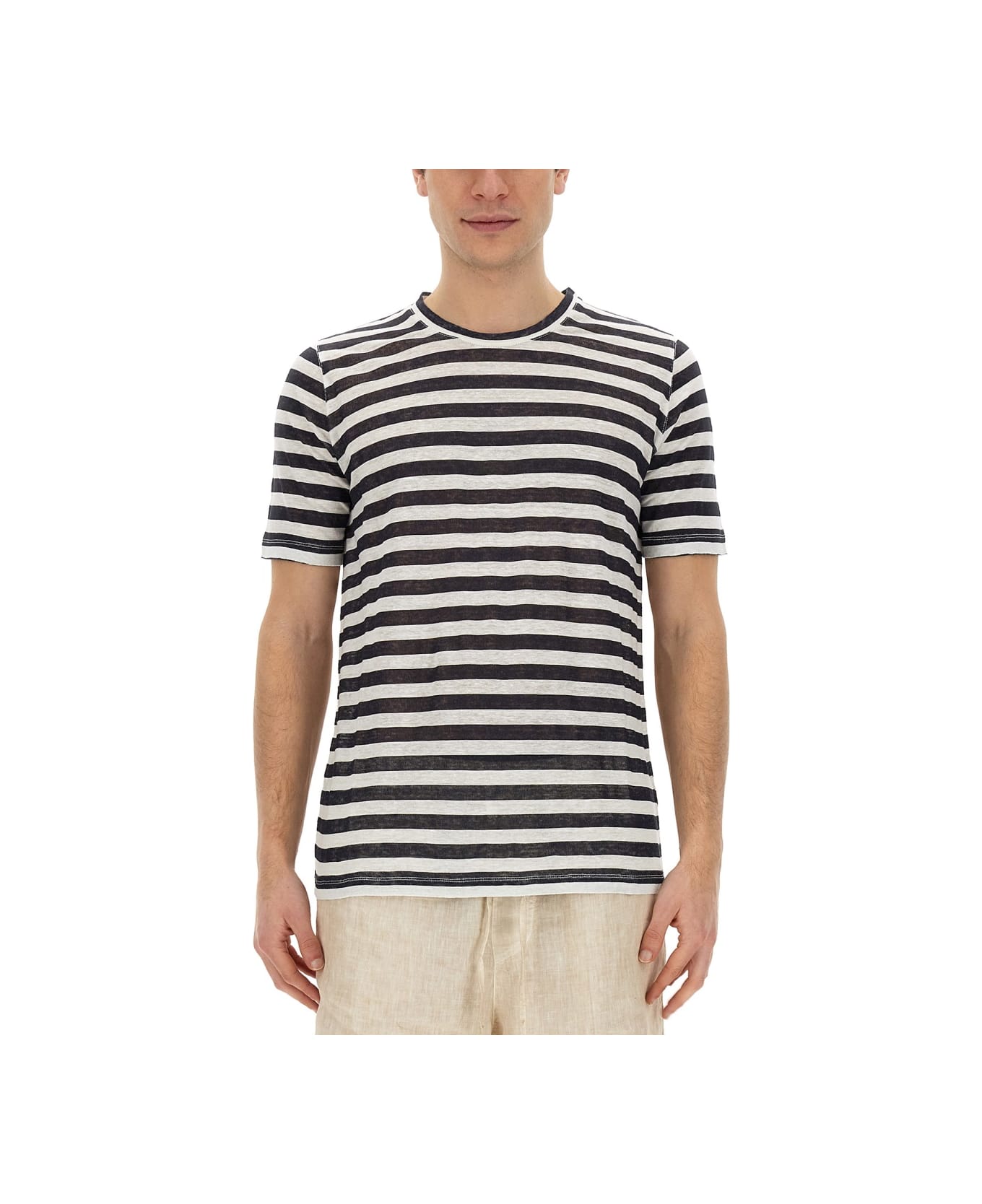 120% Lino Striped T-shirt - MULTICOLOUR