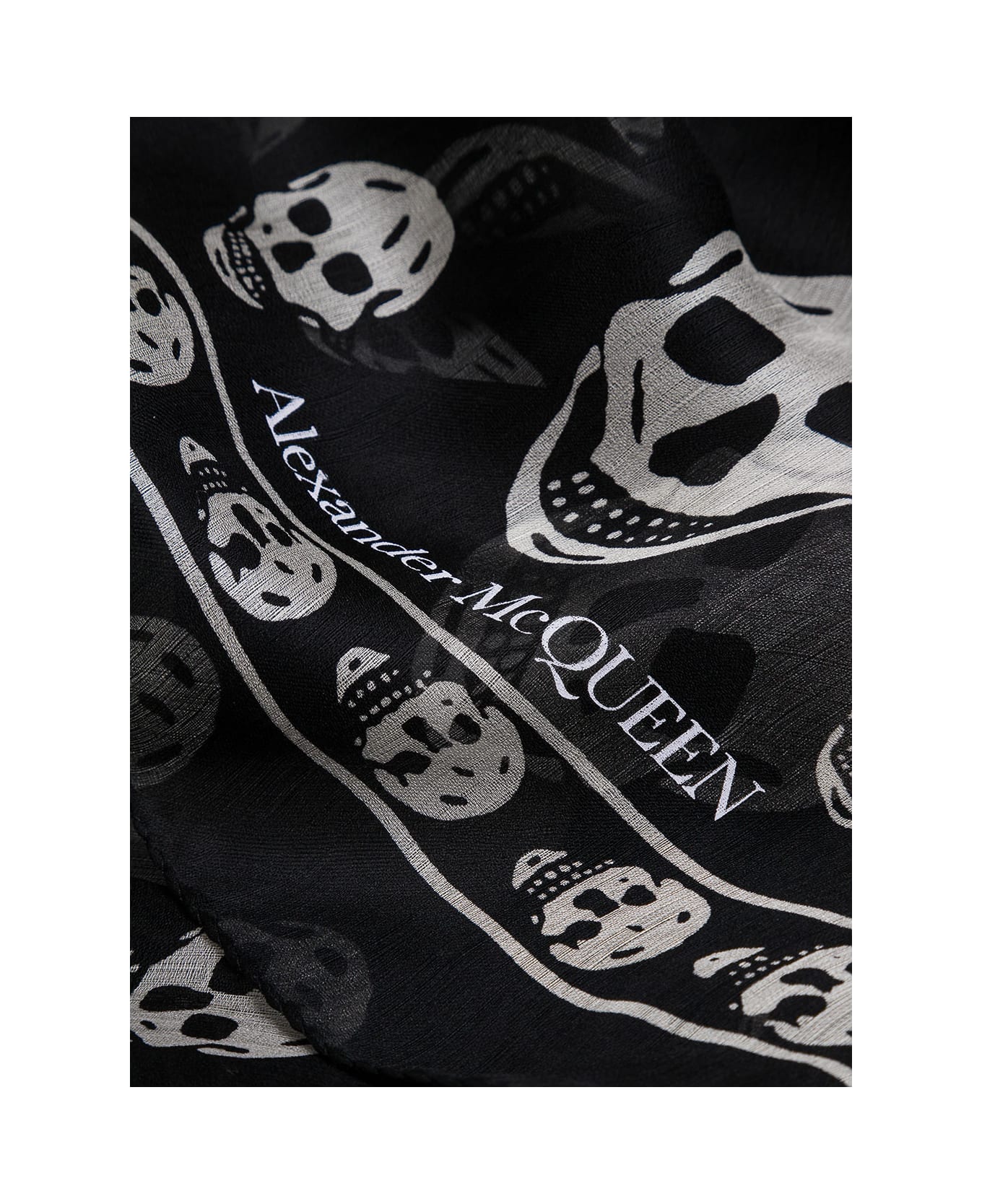 Alexander McQueen Women's Black And White Silk Skull Scarf - Black
