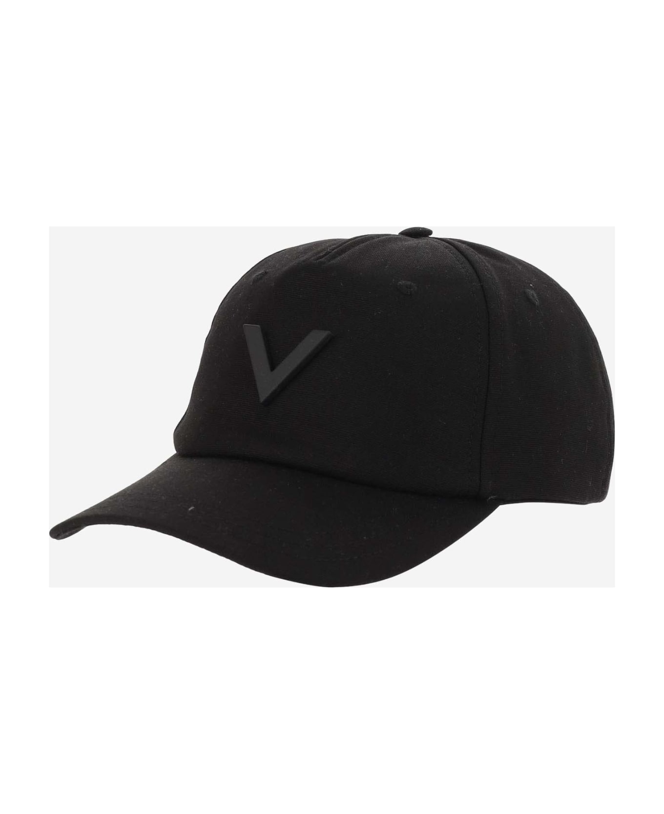 Valentino Garavani Canvas AM0AM10336 Hat With Vlogo - Black