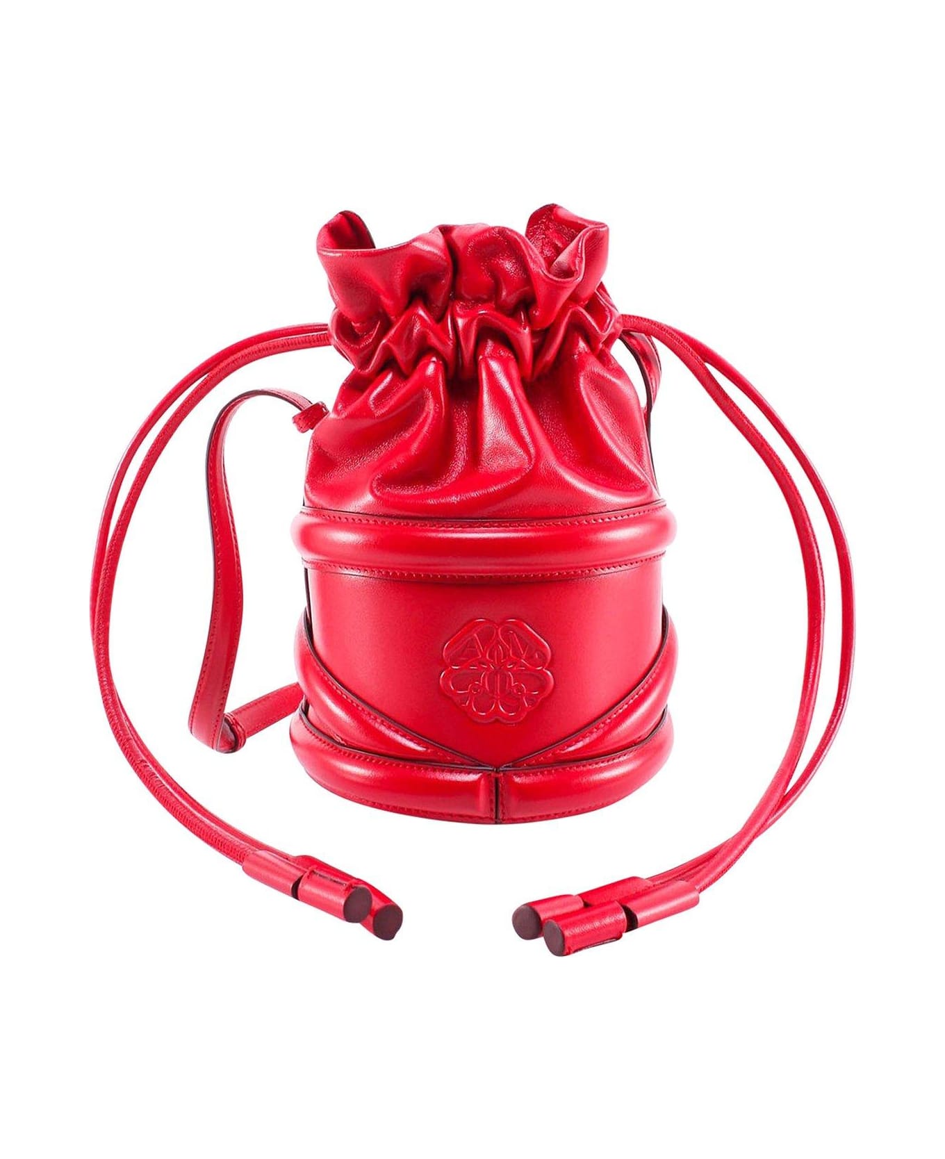 Alexander McQueen Logo Detailed Drawstring Bucket Bag - Red