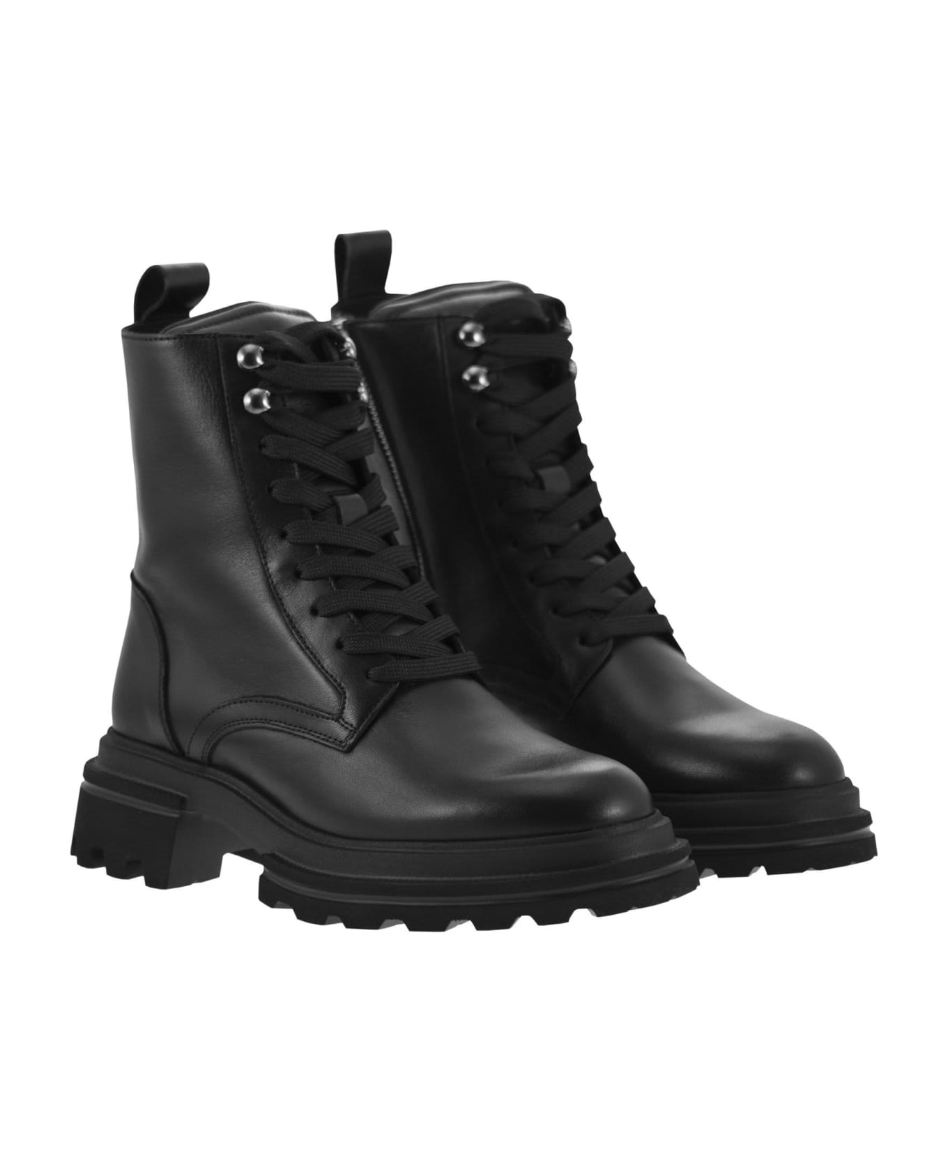 Hogan Leather Boots - Black