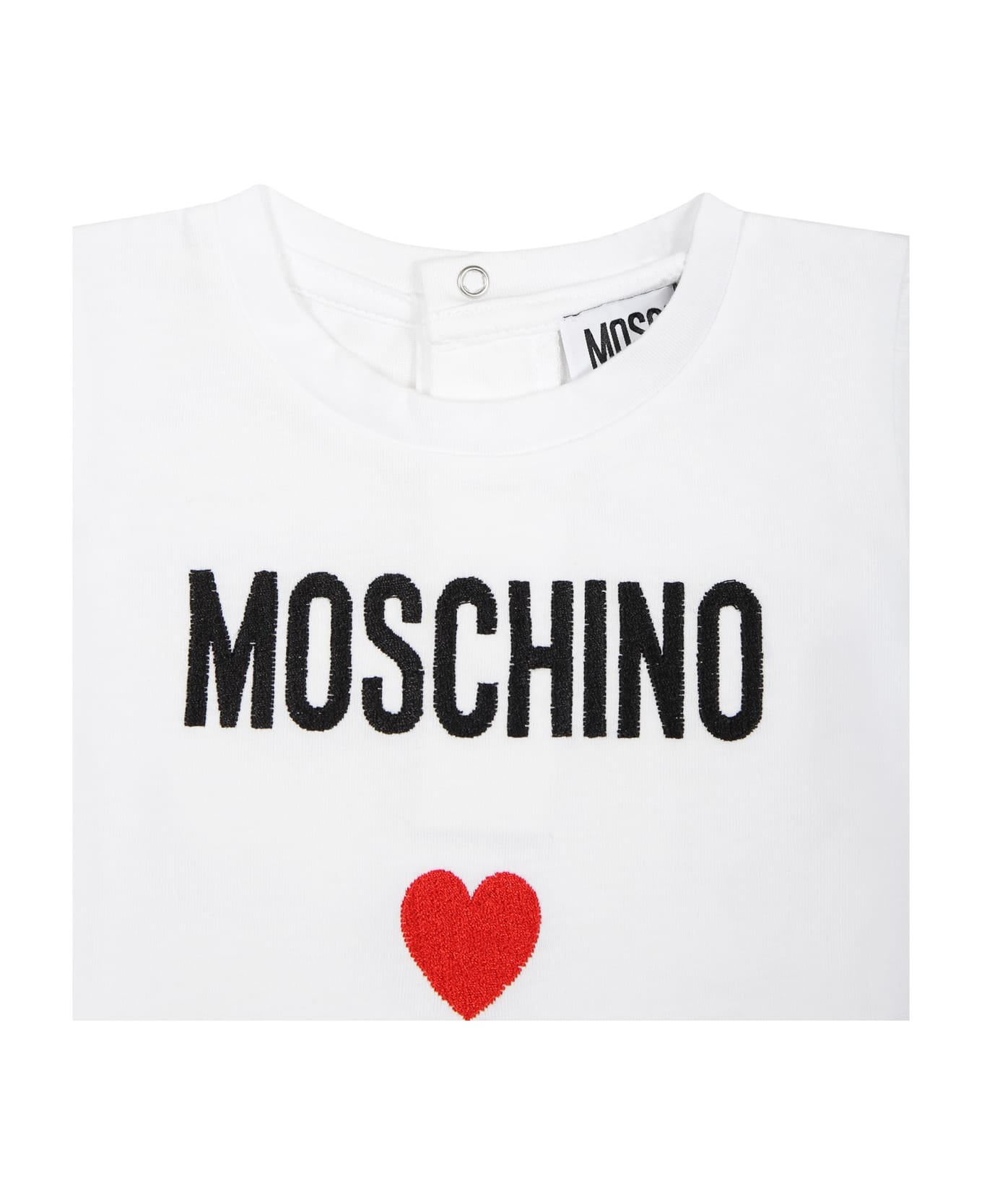 Moschino White T-shirt For Baby Girl With Logo - White Tシャツ＆ポロシャツ