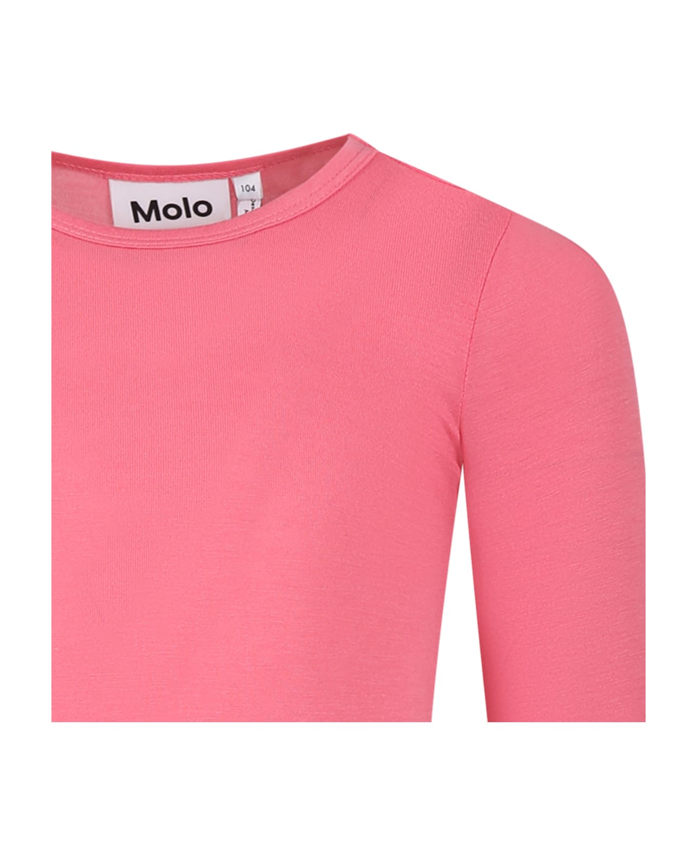 Molo Pink T-shirt For Girl With Logo - Fuchsia Tシャツ＆ポロシャツ