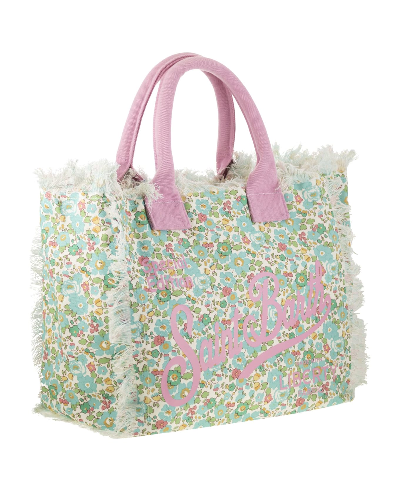 MC2 Saint Barth Vanity - Canvas Bag With Floral Print - Water Green