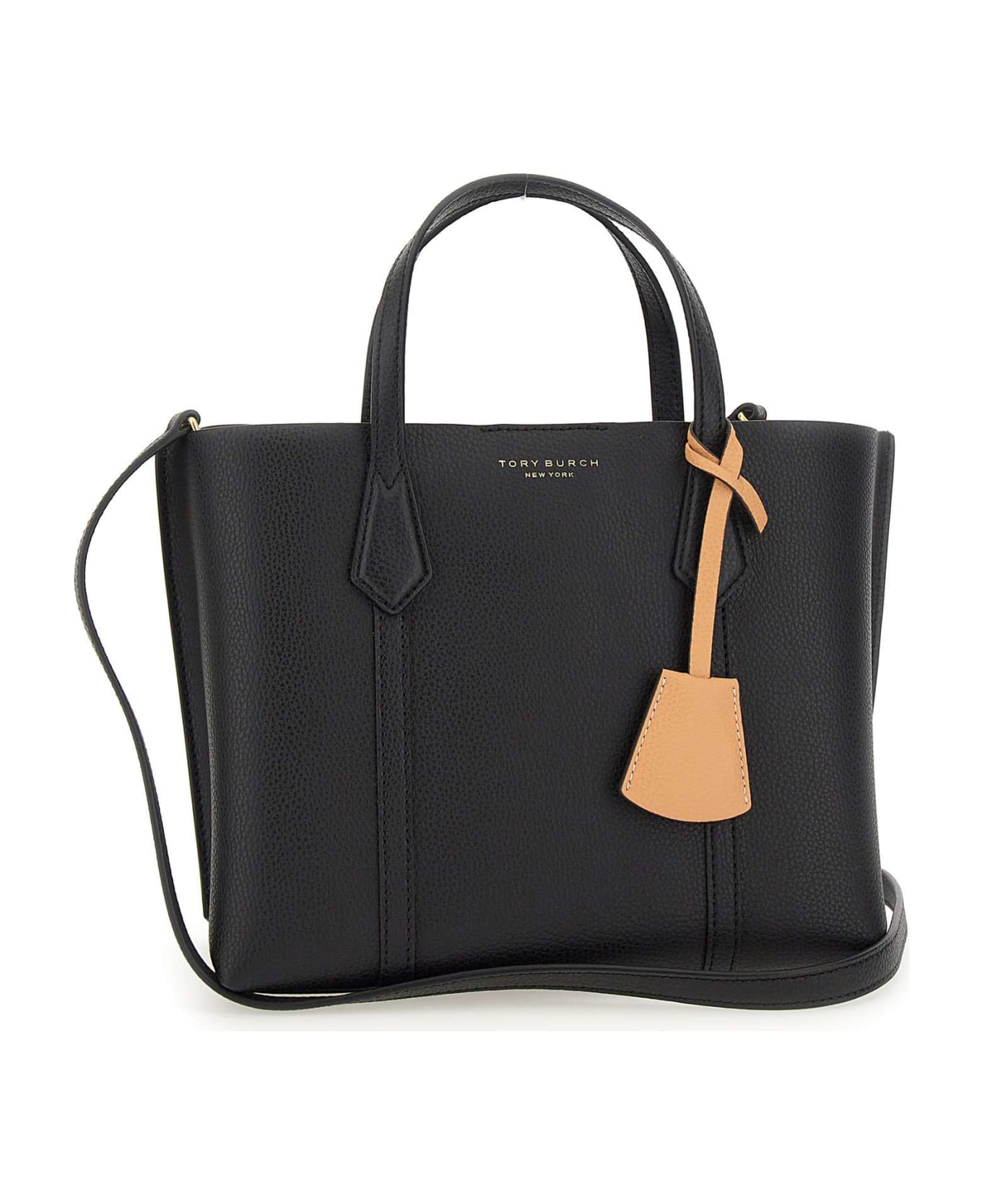 Tory Burch ''perry Small Triple-compartment Tote" Leather Bag - BLACK