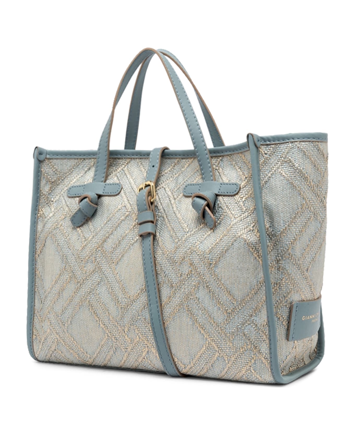 Gianni Chiarini Marcella Canvas And Leather Shopping Bag - Light Blue